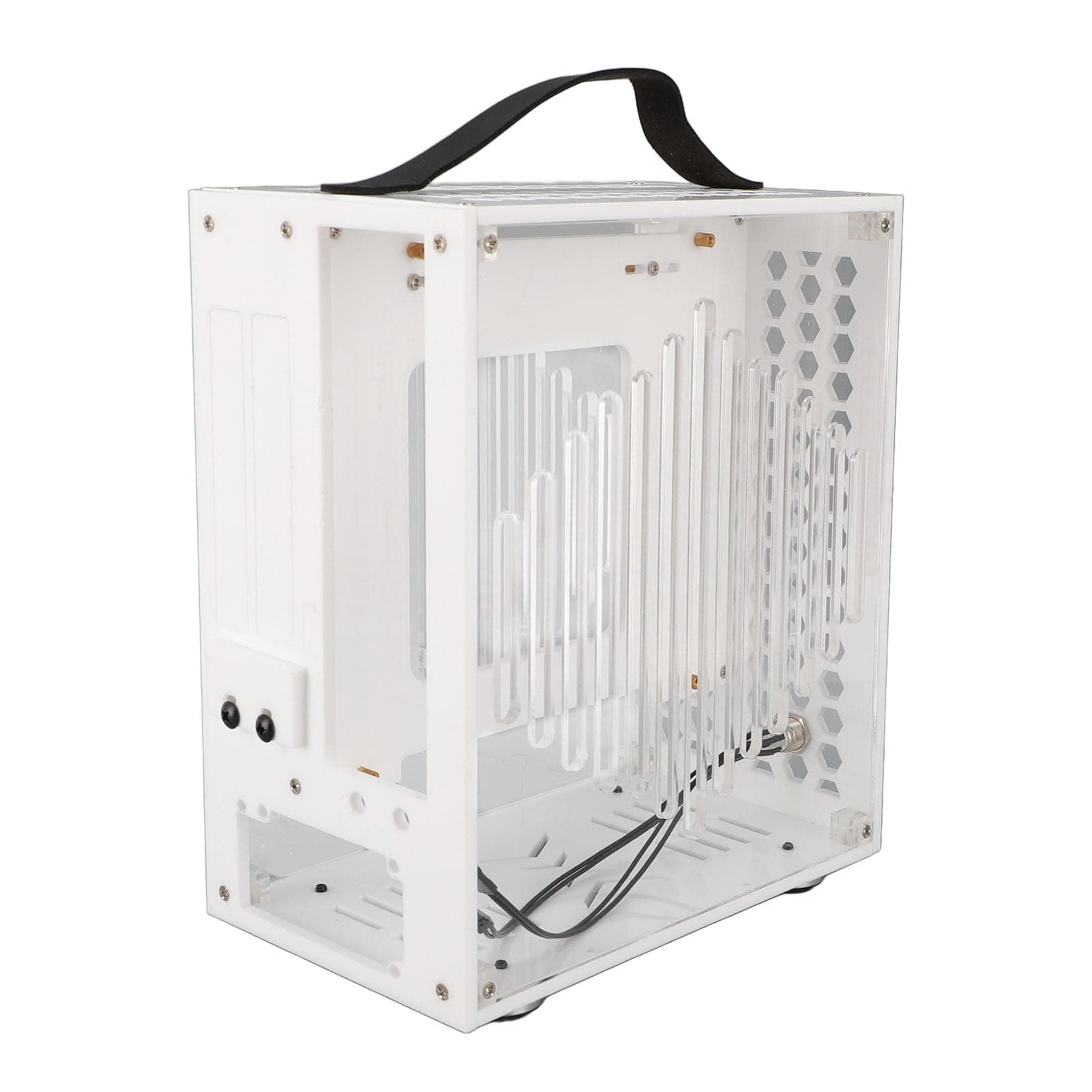 ASHATA Tragbares Miniatur-ITX-Desktop-Gehäuse mit Effizientem Luftstrom für Gaming-Unternehmen, Transparentes Acryl, 23 X 20,5 X 12 cm (White) Bild 3