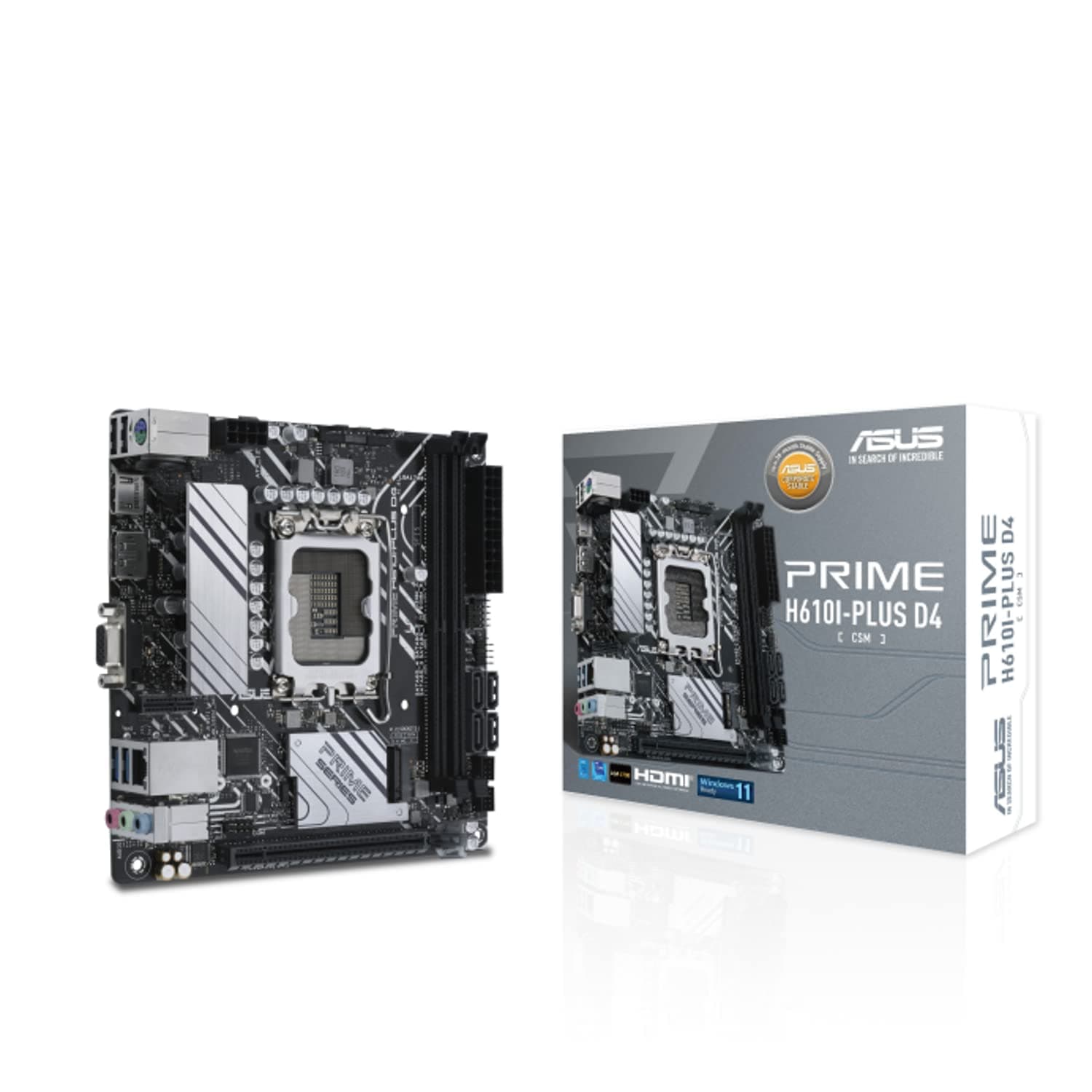 ASUS Prime H610I-PLUS D4-CSM Mainboard Sockel Intel LGA 1700 (Intel H610, Mini-ITX, DDR4 Speicher, PCIe 4.0, 2X M.2, 1Gb Ethernet, DisplayPort, HDMI), schwarz Bild 2