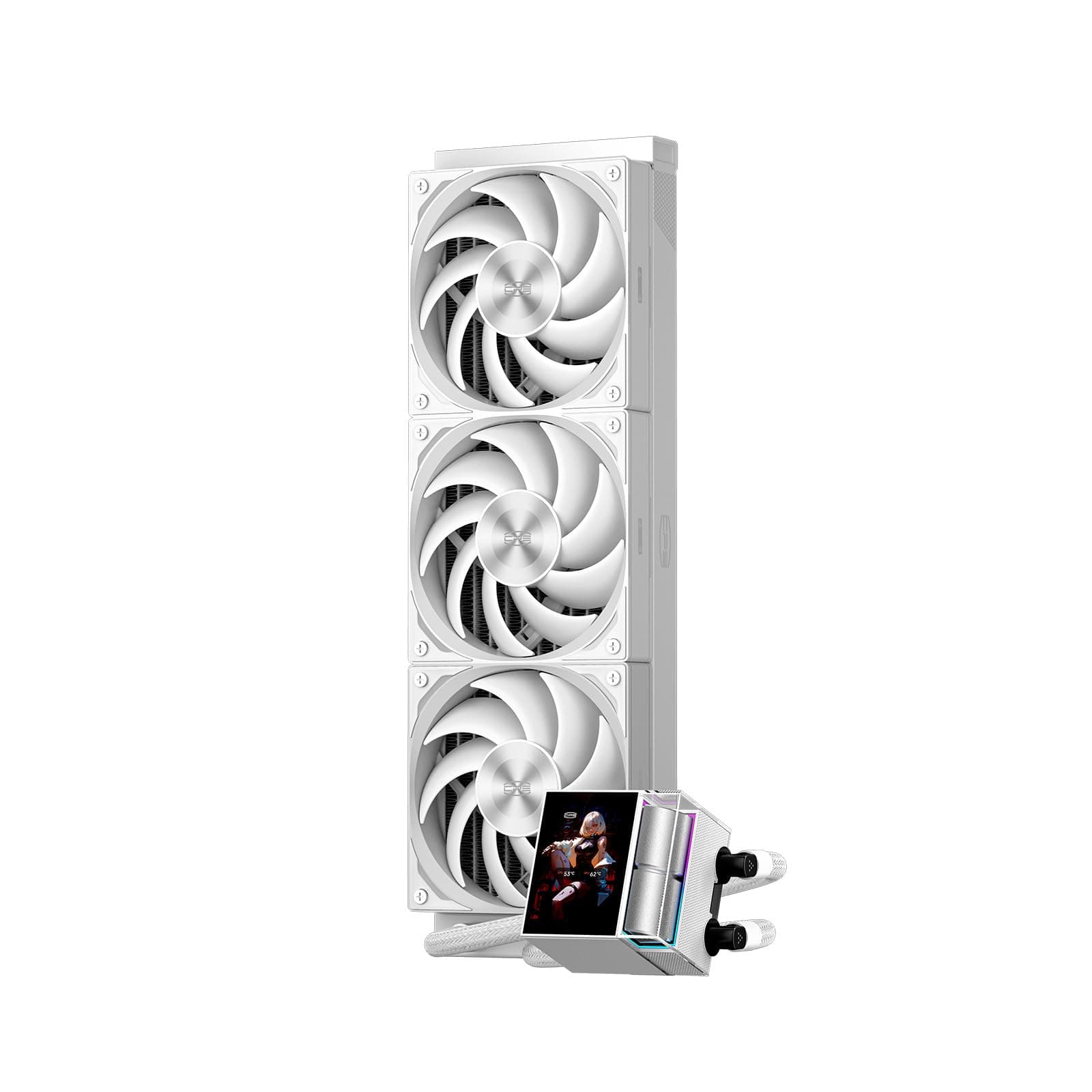 PCCOOLER AIO CPU-Kühler Wasserkühlung - 3er-Pack F5 R120 Lüfter - 2,4-Zoll LCD-Bildschirm, 360mm Flüssigkeitskühler kompatibel mit AM4, AM5, Intel LGA 1700/1851/115X Wasserkühlung(DS360 Display BK) Bild 2