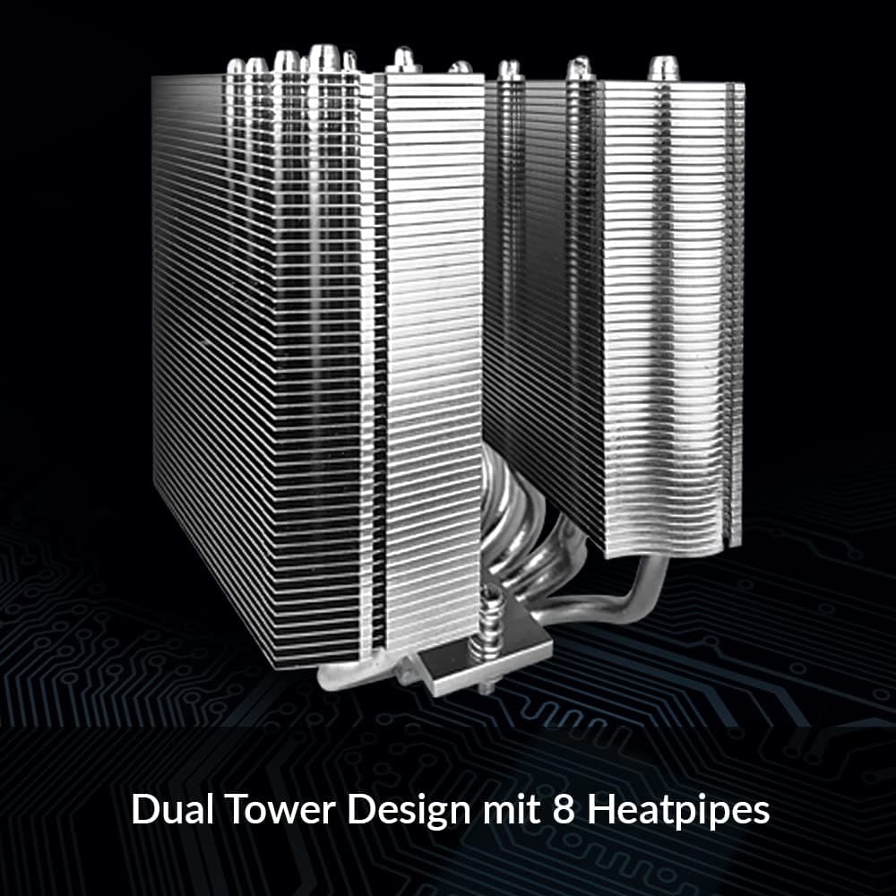 ARCTIC Freezer 50 TR - Dual Tower CPU Kühler für AMD Ryzen Threadripper SP3, sTR4 mit A-RGB, 120 mm/140 mm PWM P-Lüfter, 200–1800 u. 200–1700 RPM, Optimale Luftzirkulation - Schwarz Bild 7