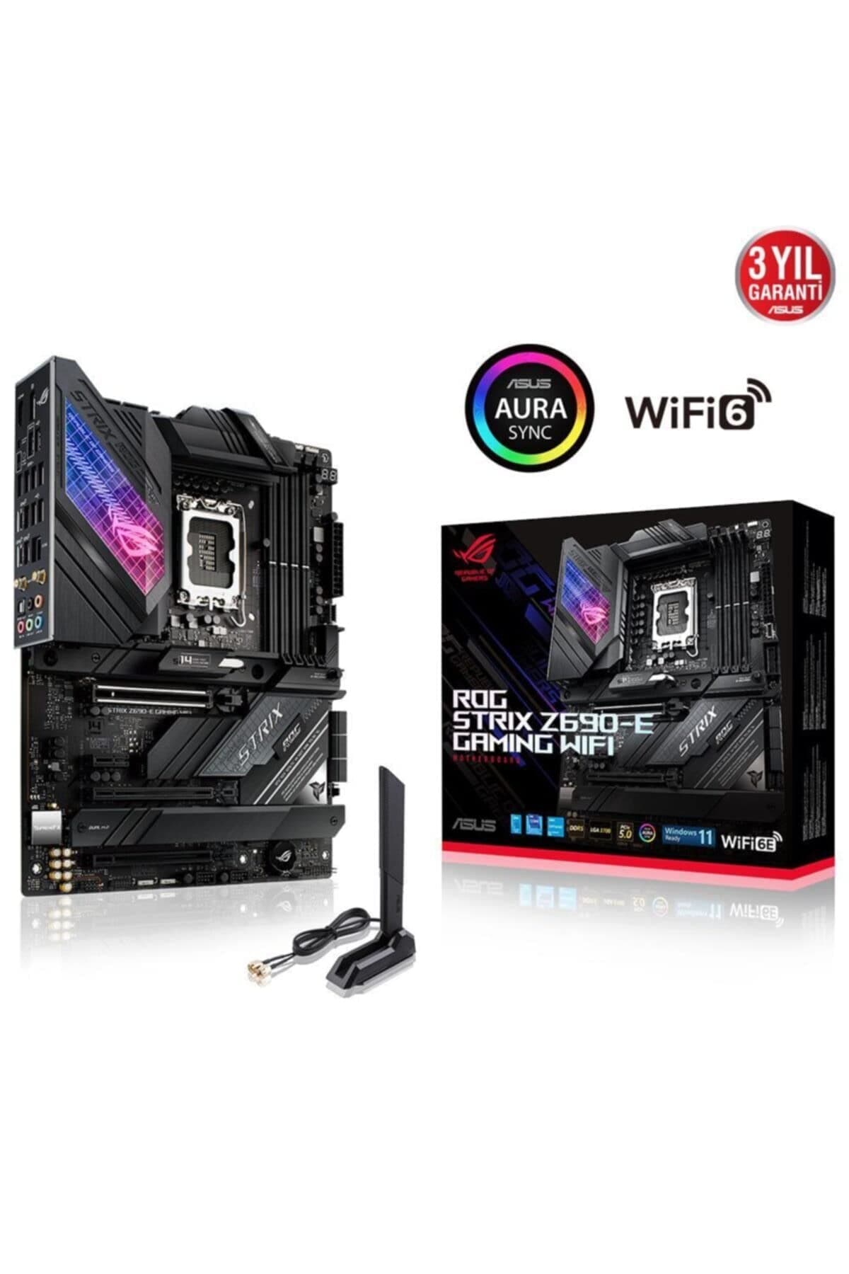 ASUS ROG Strix Z690-E Gaming WiFi Mainboard Sockel Intel LGA 1700 (Intel Z690, ATX, PCIe 5.0, DDR5 Speicher, WiFi 6E, 5X M.2, USB 3.2 Gen 2x2 Typ-C, Aura Sync) Bild 3