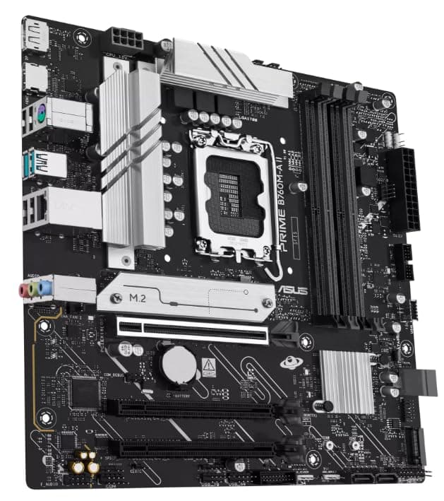 ASUS Prime B760M-A II-CSM mATX-Mainboard (LGA 1700, DDR5, PCIe 5.0, Zwei M.2-Steckplätze, Realtek 2.5Gb Ethernet, DisplayPort, HDMI, SATA 6 Gbps, USB 10Gbps Type-A, USB 5Gbps Type-C, Aura Sync) Bild 3