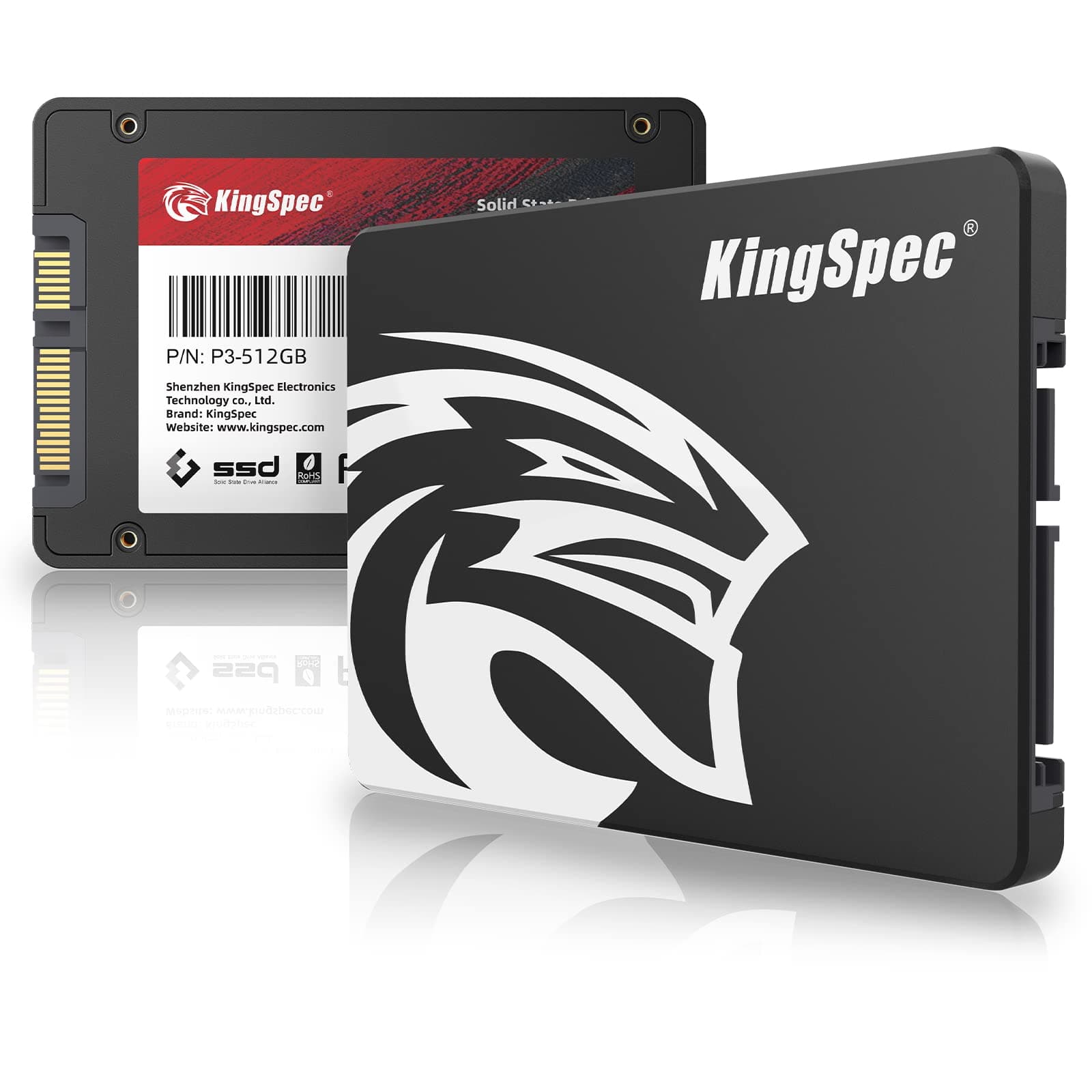 KingSpec 512GB 2.5" SATA Festplatte Intern SSD SATA 3 interne SSD 3D NAND Flash, 2.5 Zoll kompatibel mit Desktop/Laptop Bild 2