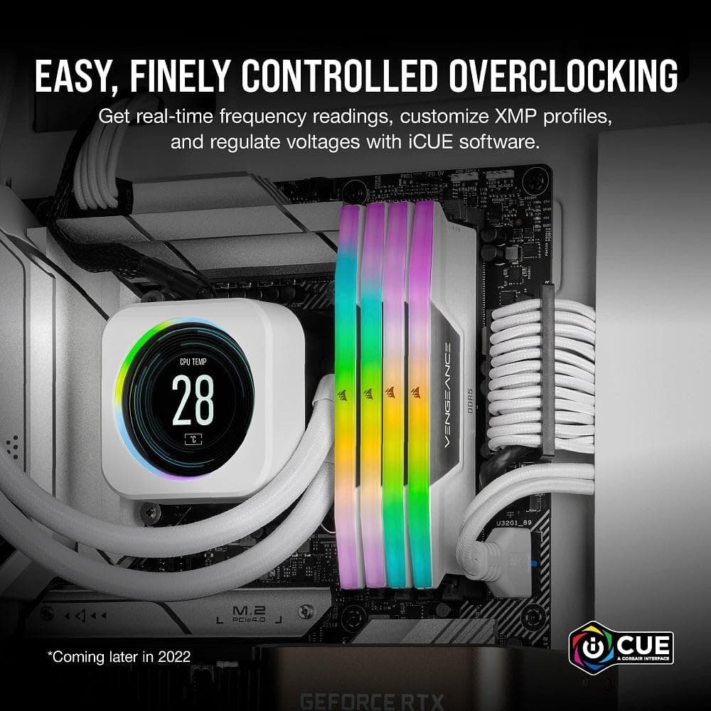 CORSAIR Vengeance RGB DDR5 RAM 64GB (2x32GB) Bis zu 6000MHz CL32-40-40-84 1.40V Intel XMP 3.0 Desktop-Arbeitsspeicher – Weiß (CMH32GX5M2B6000C28) Bild 8