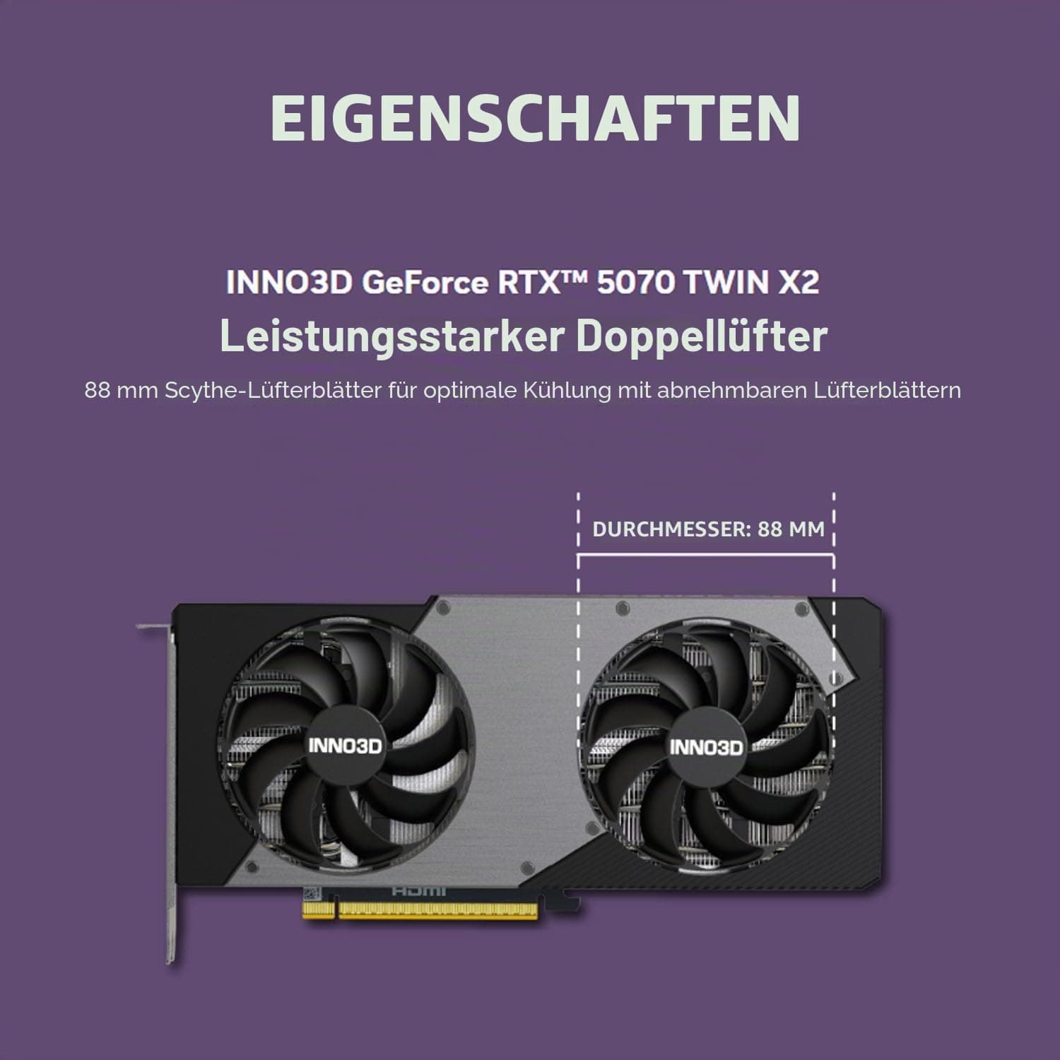 INNO3D NVIDIA GeForce RTX 5070 Twin X2 12GB GDDR7 Gaming Graphics Card (Dual Fan, 2 Slot, Reflex 2 RTX AI DLSS4) Bild 5