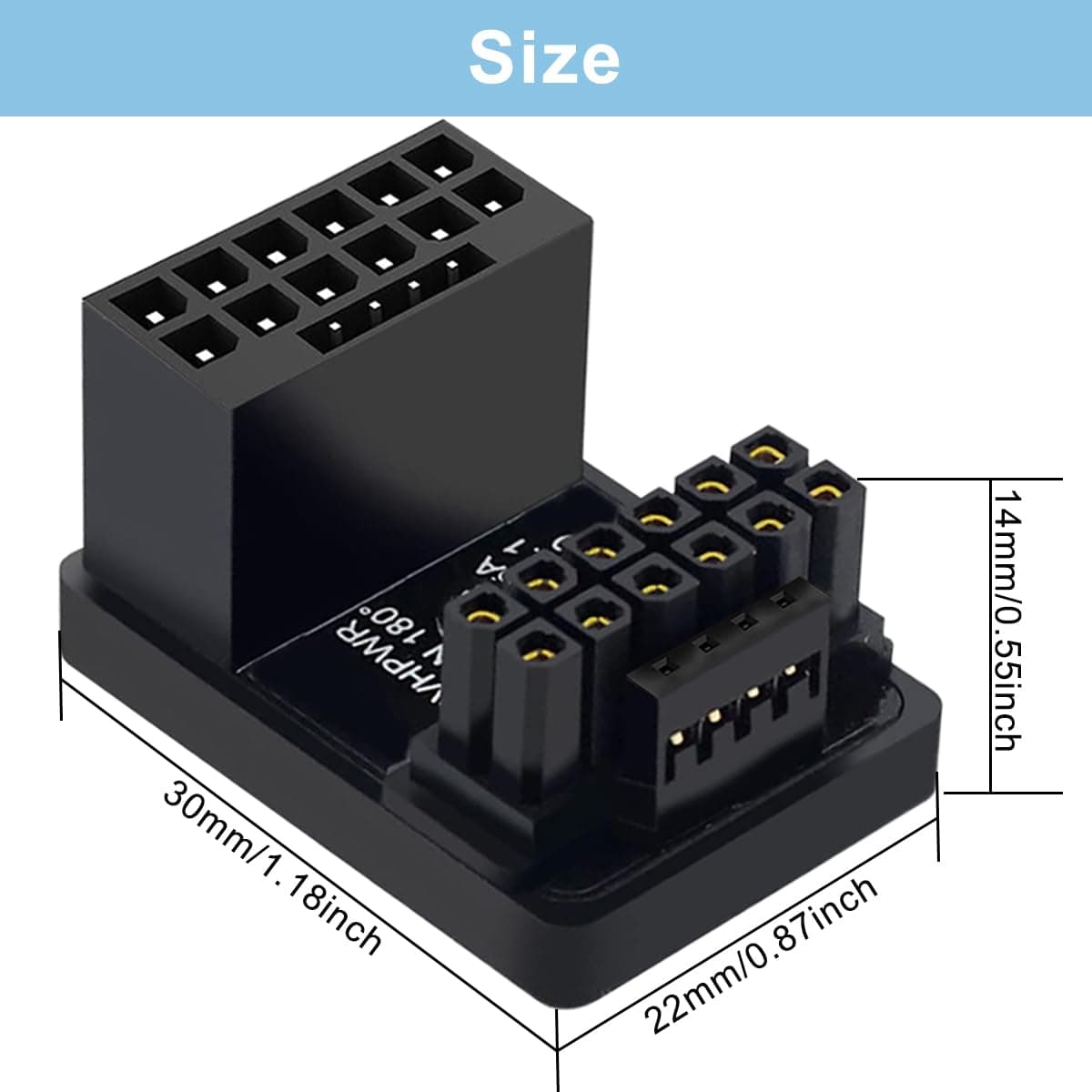 12VHPWR 180-Grad-Winkeladapter, Pcie5.0 ATX 3.0 600 W 16-poliger GPU-PCIe-Netzadapter, Buchse auf Stecker für 12+4-polige RTX 3090Ti 4070Ti 4080 4090 Grafikkarte GPU (Typ B) Bild 3
