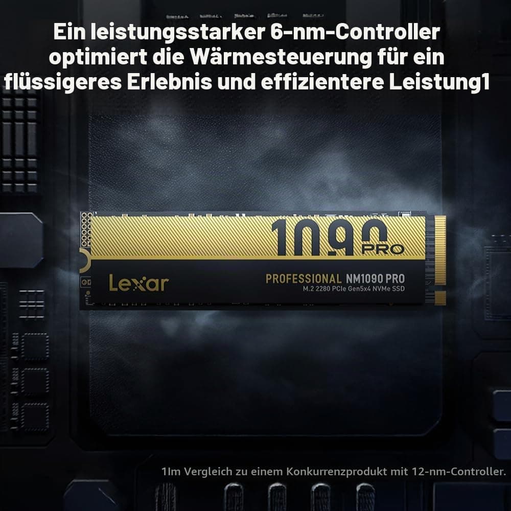 Lexar 2 TB NM1090 PRO SSD PCIe Gen5 NVMe M.2 2280 interne SSD, bis zu 14.000/13.000 MB/s Lesen/Schreiben, fortschrittliches thermisches Steuerungsdesign, DirectStorage-fähig, für Gamer und Kreatoren Bild 5