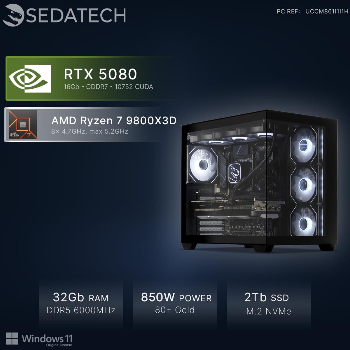 Sedatech Wasserkühlung Gaming PC • RTX 5080 | AMD Ryzen 7 9800X3D | 32GB DDR5 | 2TB SSD M.2 | WLAN 7 | BT 5.4 | Win 11 10) Ryzen 7 9800X3D - RTX5080 - 32Gb 2) Windows Bild 3