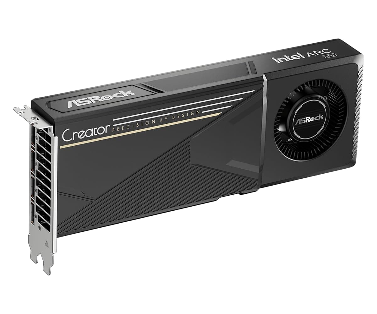 ASRock Intel ARC Pro B60 Creator 24 GB Grafikkarte, Intel Xe2-HPG Architektur, 24 GB GDDR6, PCIe 5.0, 4X DisplayPort 2.1 Ports, Lüfterdesign, Silent Cooling 0dB Bild 3