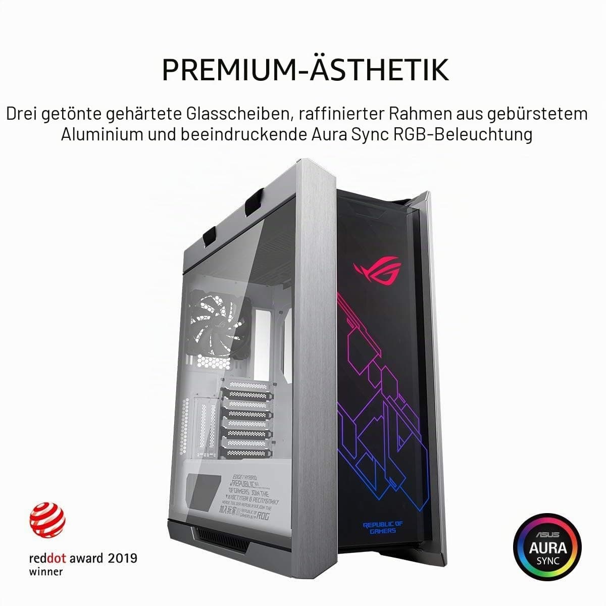 ASUS ROG Strix Helios White Edition Gaming Gehäuse (RGB, EATX/ATX, GPU, Aluminium, Aura Sync, 420mm-Radiatorunterstützung) weiß Bild 3