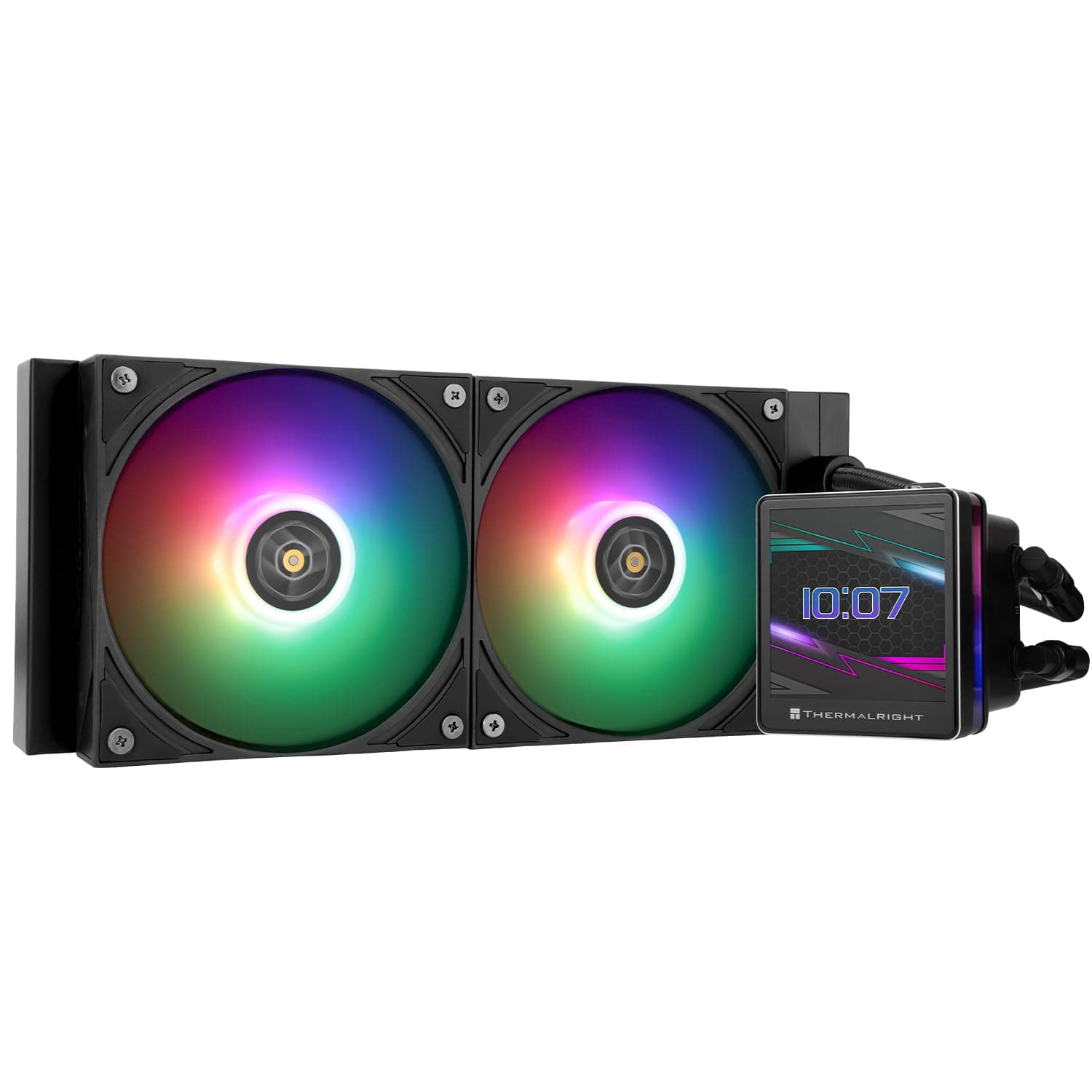 TR Grand Vision 240 ARGB Black AIO CPU Liquid Cooler, IPS LCD Screen mit 480 x 480 Auflösung, für AM5/LGA1851/1700, 3,4 Zoll (8,9 cm), magnetisch-absorbierender LCD-Bildschirm für Bilder – lackiert Bild 2