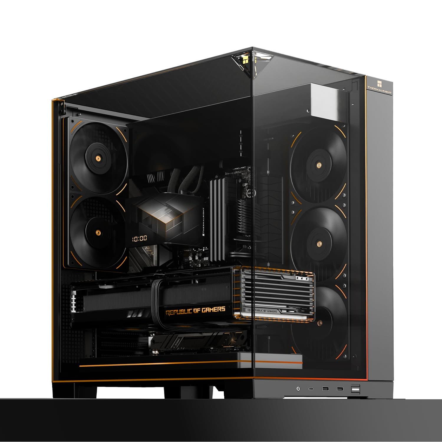 Thermalright A70 Vision PC Gehäuse mit 9,16-Zoll-Display, Panorama-Sicherheitsglas, ATX-Tower Unterstützt ATX-Mainboard/42cm-Grafikkarten,mit ARGB-Lichtleiste und verstecktem Kabelmanagement-Schwarz Bild 2