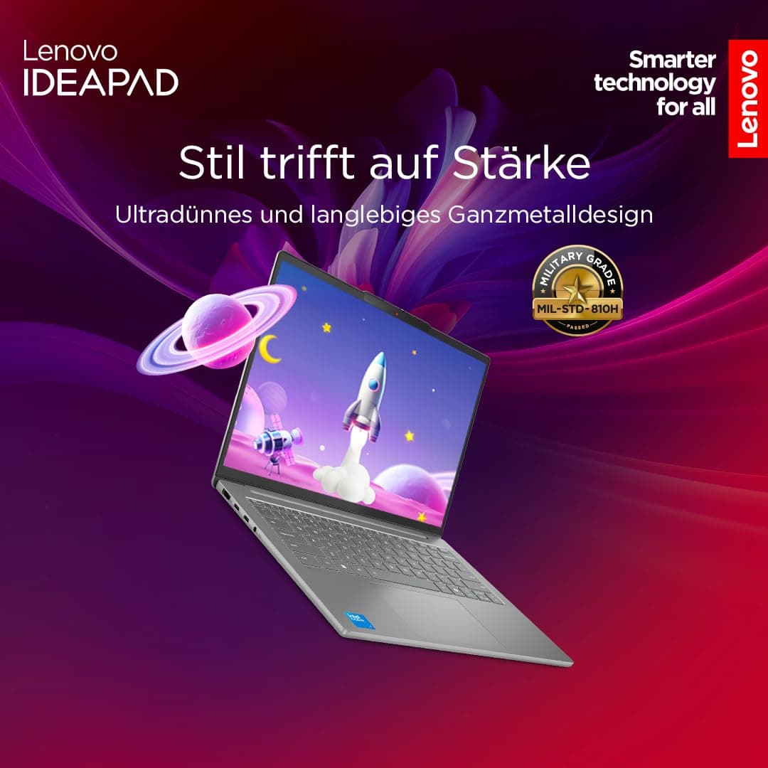 Lenovo IdeaPad Slim 5i Laptop | 14" OLED WUXGA Display | Intel Core i7-13620H | 16GB RAM | 512GB SSD | Intel UHD Grafik | Windows 11 Home | QWERTZ | Luna Grau | 3 Monate Premium Care Bild 3