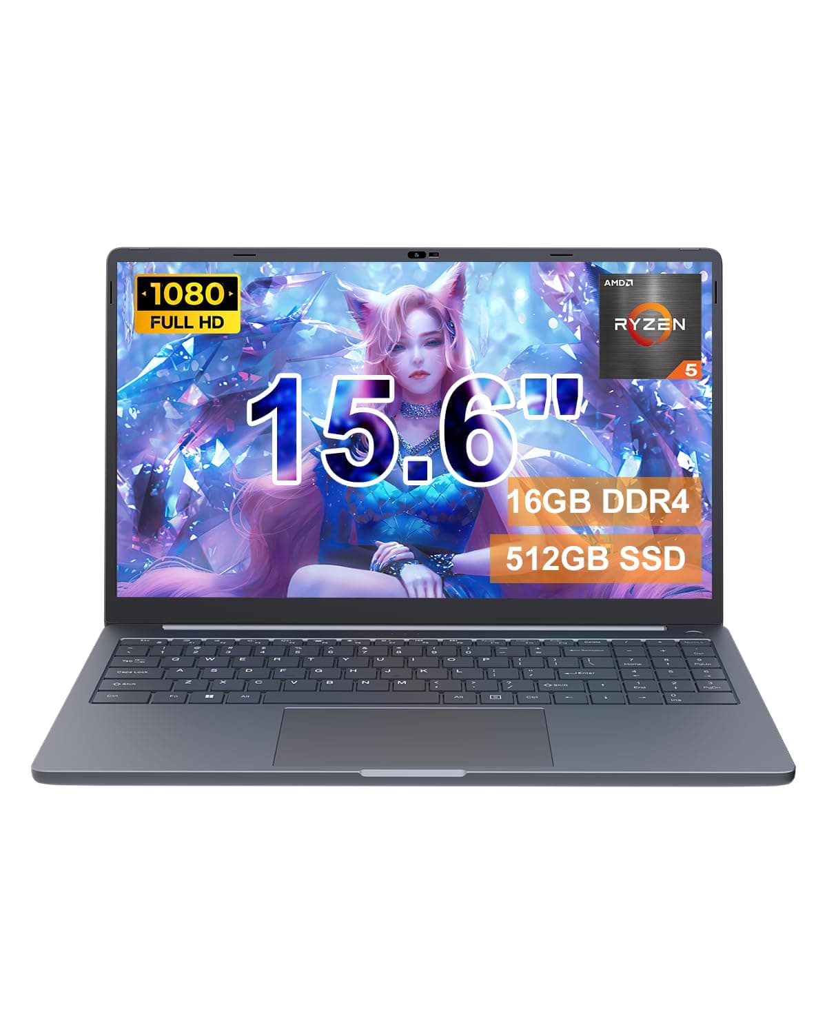 Ninkear A15 Ultradünn Laptop, AMD Ryzen 5 3500U, 16GB DDR4, 512GB SSD, 15.6" Ultragroß Display, WiFi 5 & BT 5.2, Lange Arbeitszeiten Ausreichende Schnittstellen Laptop – Für Arbeit & Treffen Silber A