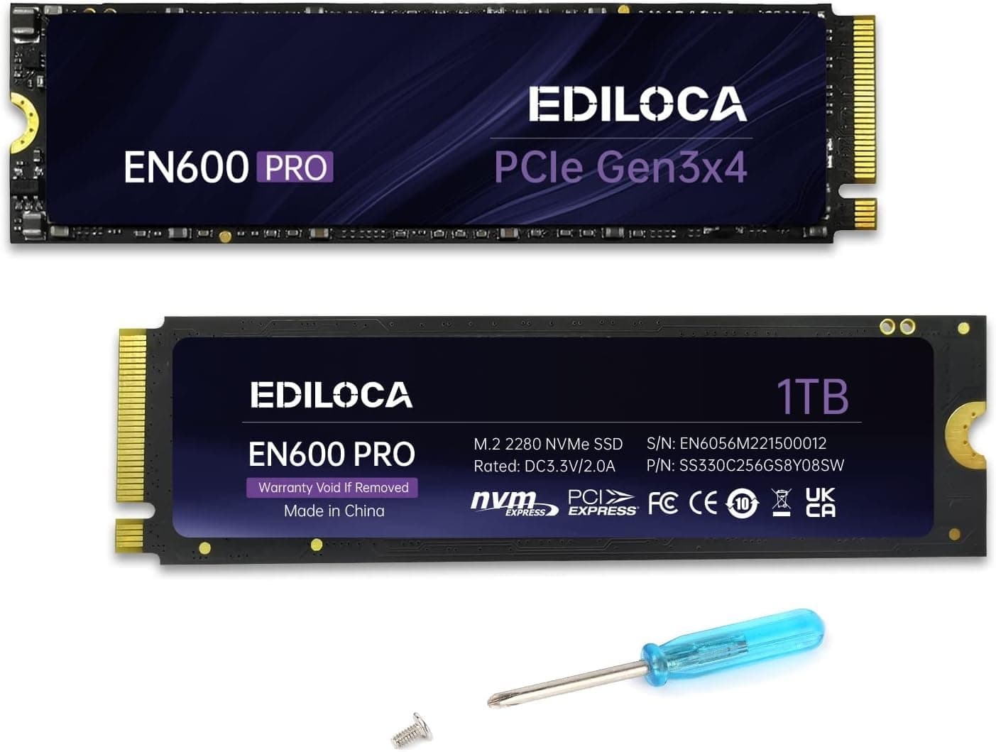 Ediloca EN600 PRO 256 GB Interne SSD PCIe Gen3, NVMe M.2 2280, SLC-Cache, 2800 MB/s Lesen, 2000 MB/s Schreiben, 3D NAND TLC, Internes Solid State Drive, kompatibel mit Desktops und Laptops Bild 2