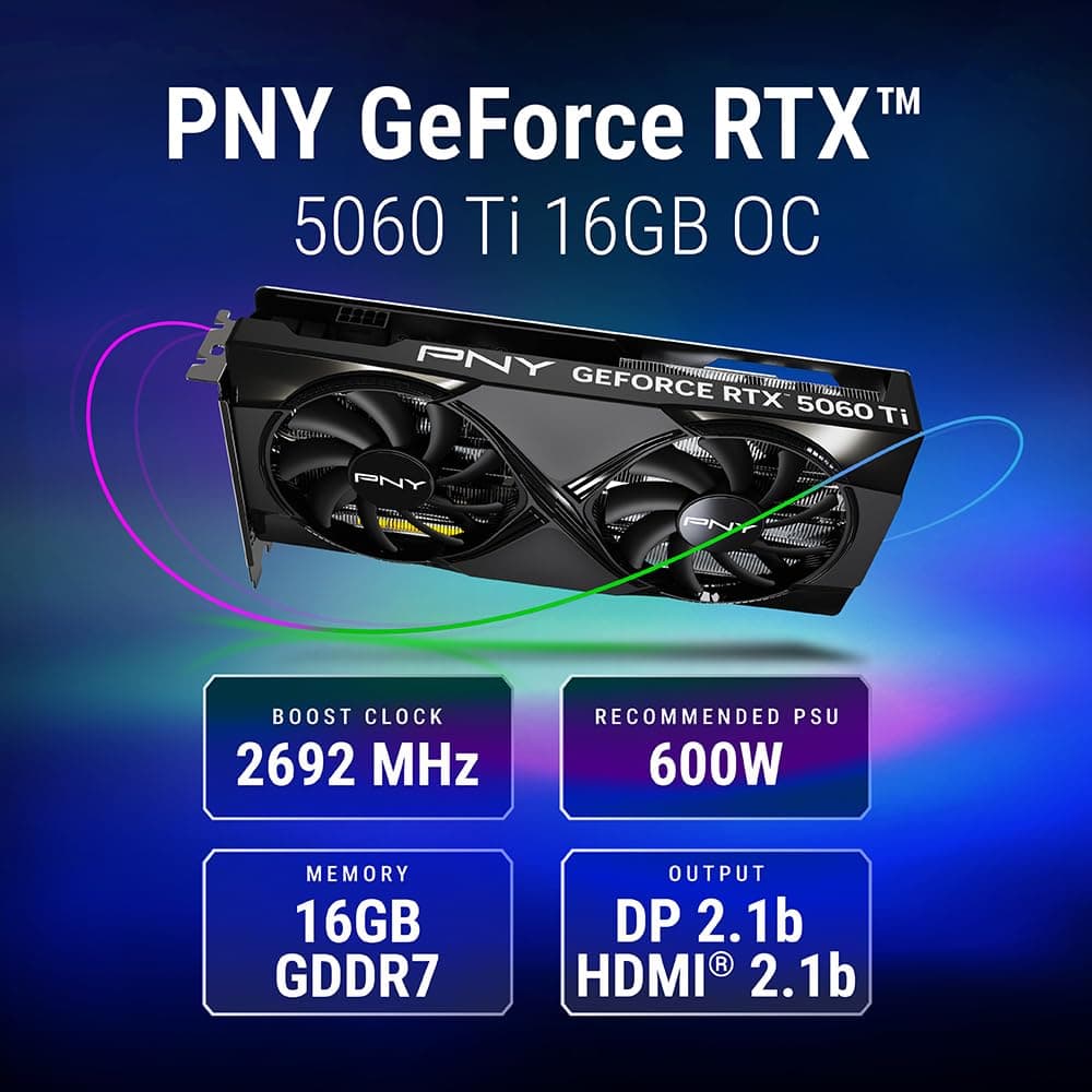 PNY GEFORCE RTX™ 5060 Ti 16GB Overclocked Dual Fan DLSS 4 VCG5060T16DFXPB1-O OCDual Fan Bild 3