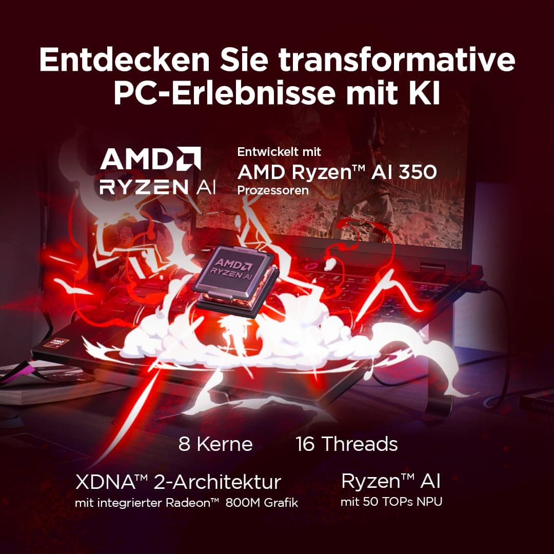 Lenovo Legion 5 Gaming AI Laptop | 15.1" WQXGA 165 Hz OLED Display | NVIDIA GeForce RTX 5060 | AMD Ryzen AI 7 350 | 16GB RAM | 1TB SSD | Win11 | QWERTZ | Eclipse Black | 3 Monate GamePass Bild 3