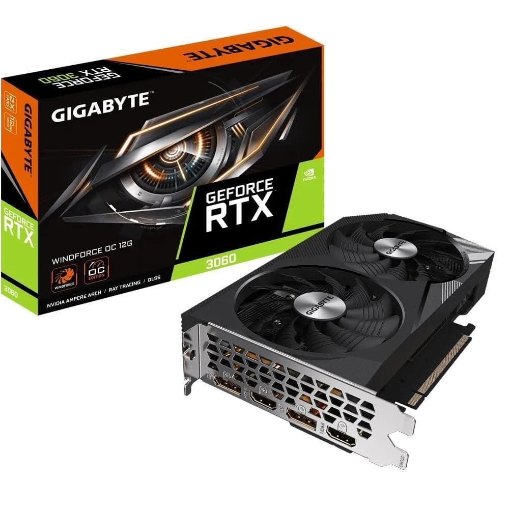 Gigabyte NVIDIA GeForce RTX 3060 WINDFORCE OC V2 Graphics Card - 12GB GDDR6, 192-bit, PCI-E 4.0, 1792MHz Core Clock, 2 x DP 1.4, 2 x HDMI 2.1, NVIDIA Ampere - GV-N3060WF2OC-12GD Bild 2