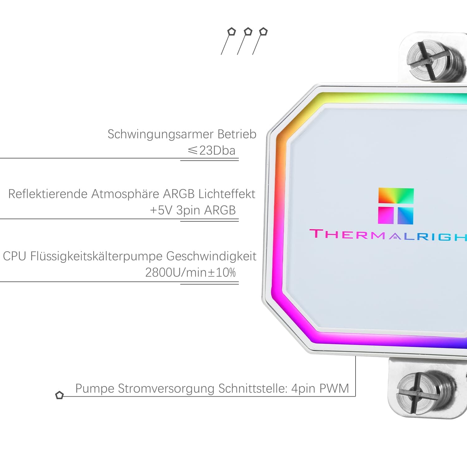TR-Thermalright Frozen Prism 360 White ARGB Flüssigkeit CPU Kühler, 360mm Aio Kühler, 3x120mm PM Lüfter-1850RPM, für AM4 /AM5, Intel LGA1851/1700/1150/1151 Bild 5