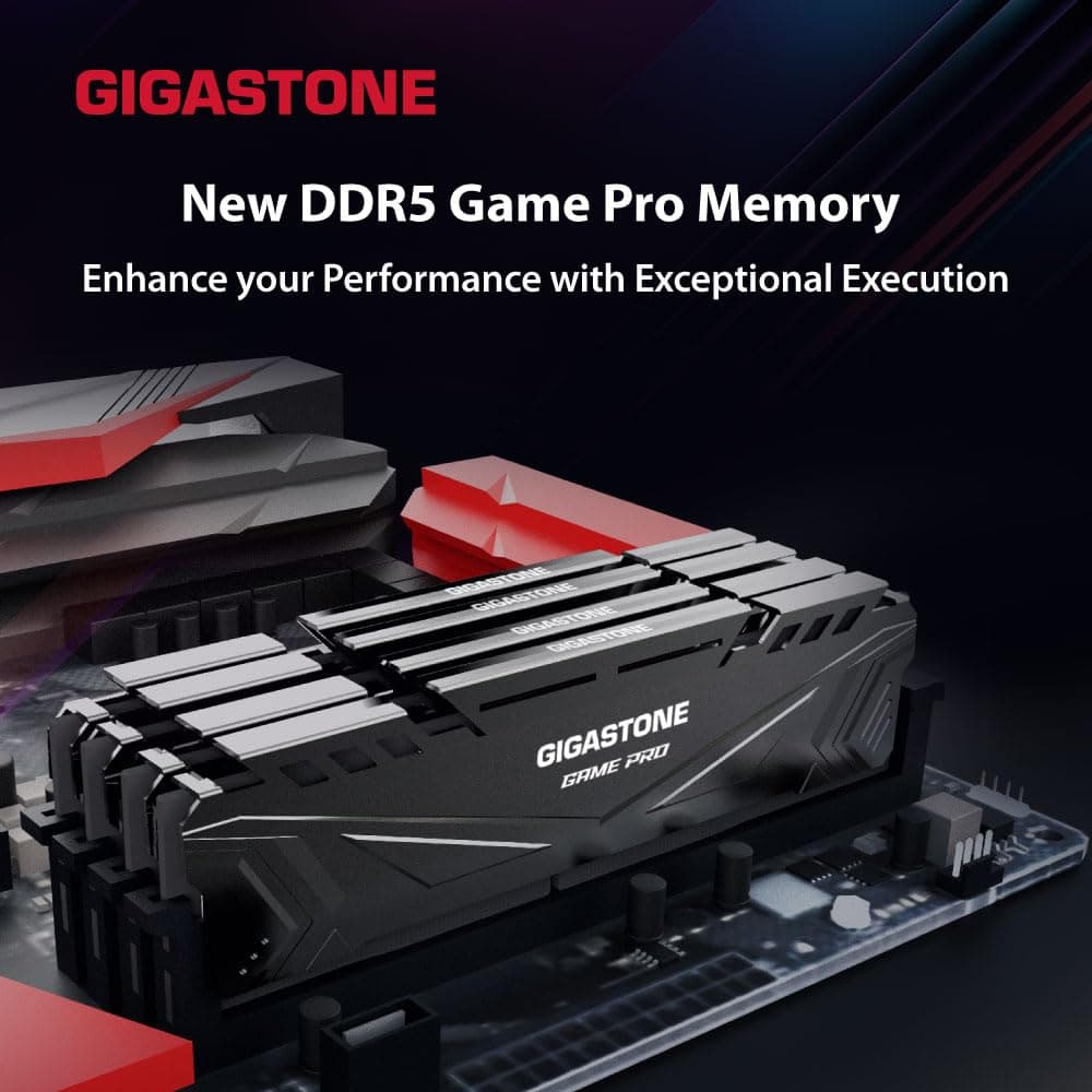 【DDR5 RAM】GIGASTONE Game PRO 128GB Kit (4x32GB) DDR5 6400MHz PC5-51200 CL40-40-40-84 Intel XMP 3.0 AMD Expo 1.35V UDIMM 288 Pin Unbuffered Non ECC High Performance Gaming Desktop Memory - Schwarz Bild 3