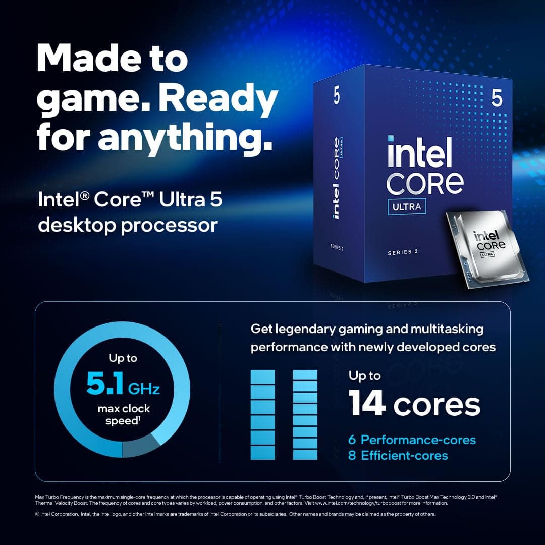 Intel® Core™ Ultra 5 Desktop-Prozessor 225F 10 Kerne (6 P-cores + 4 E-cores) bis zu 4.9 GHz 5 225F Bild 3