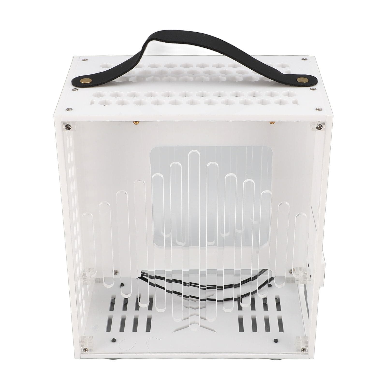ASHATA Tragbares Miniatur-ITX-Desktop-Gehäuse mit Effizientem Luftstrom für Gaming-Unternehmen, Transparentes Acryl, 23 X 20,5 X 12 cm (White) Bild 2