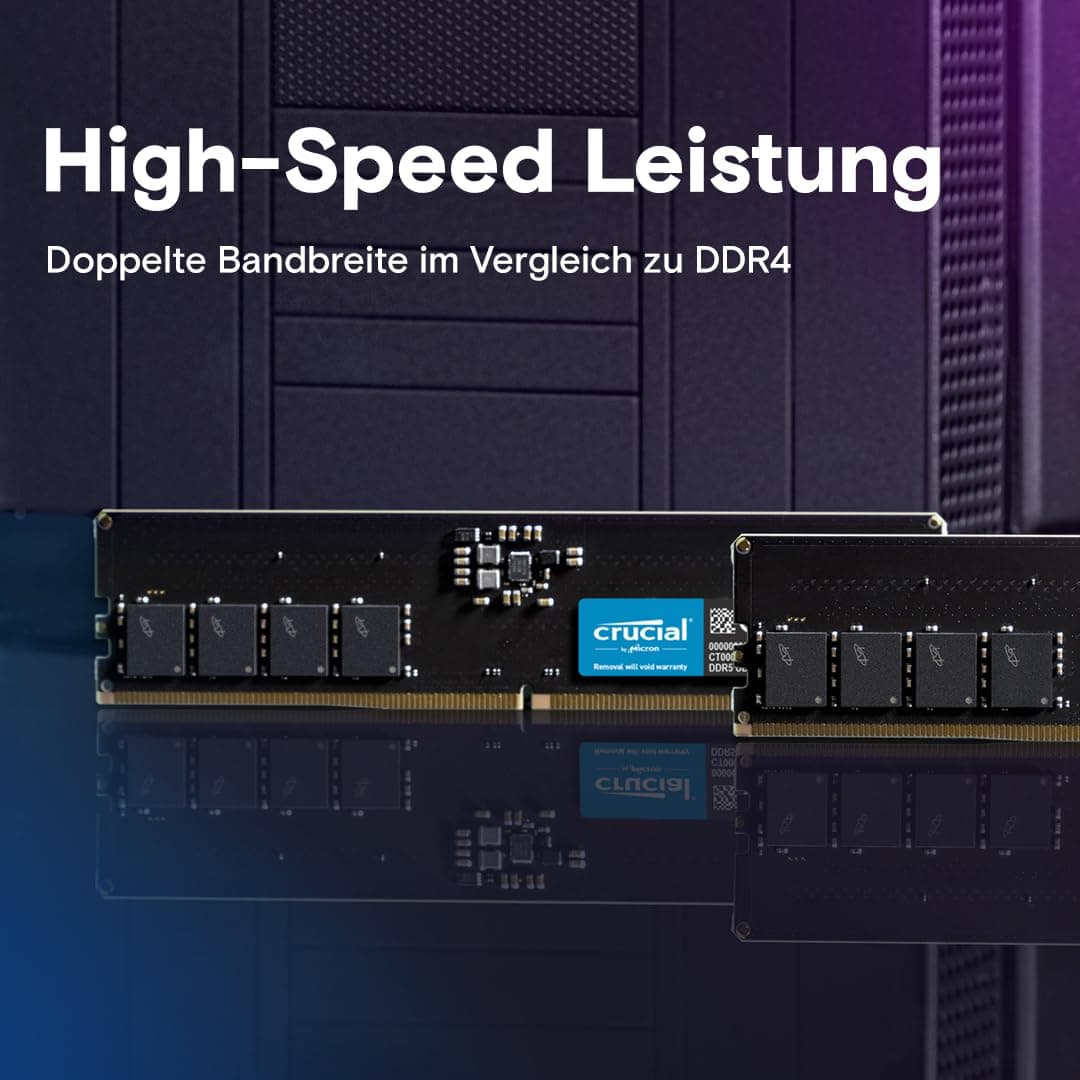 Crucial DDR5 RAM 32GB Kit (2x16GB) 5600MHz, PC Computer Arbeitsspeicher, (auch 5200MHz / 4800MHz) CL46 - CT2K16G56C46U5 Bild 4