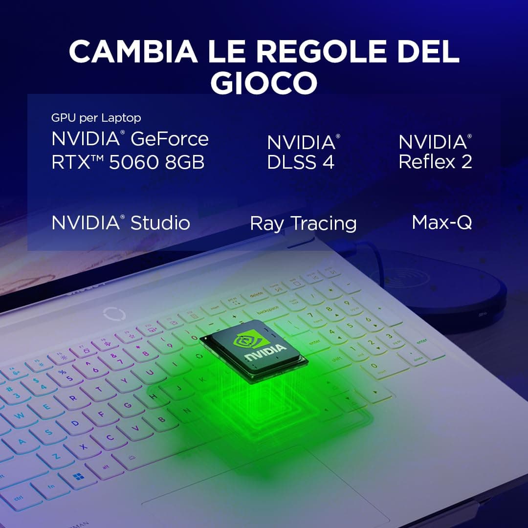 Lenovo Legion 7 Gaming Laptop - OLED Display WQXGA 16" 240Hz, Nvidia GeForce RTX 5060 8GB, Intel Core Ultra 7 255HX, 32GB RAM, SSD 1T, Windows 11 Home, Italienische RGB Tastatur - Glacier White Bild 3