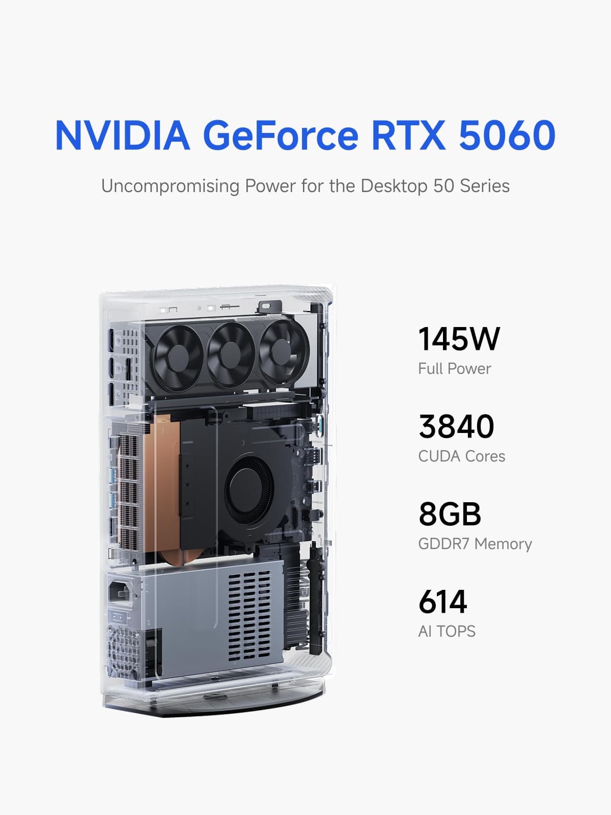 MINIS FORUM G1 Pro Gaming Mini-PC, Ryzen 9 8945HX (16C/32T, bis zu 5,4 GHz), NVIDIA GeForce RTX 5060 8GB GDDR7, 32GB DDR5, 1TB SSD, 5GbE LAN, Wi-Fi 7, Quad 4K, 245W High Performance Desktop G1 Pro 32/1TB Bild 3