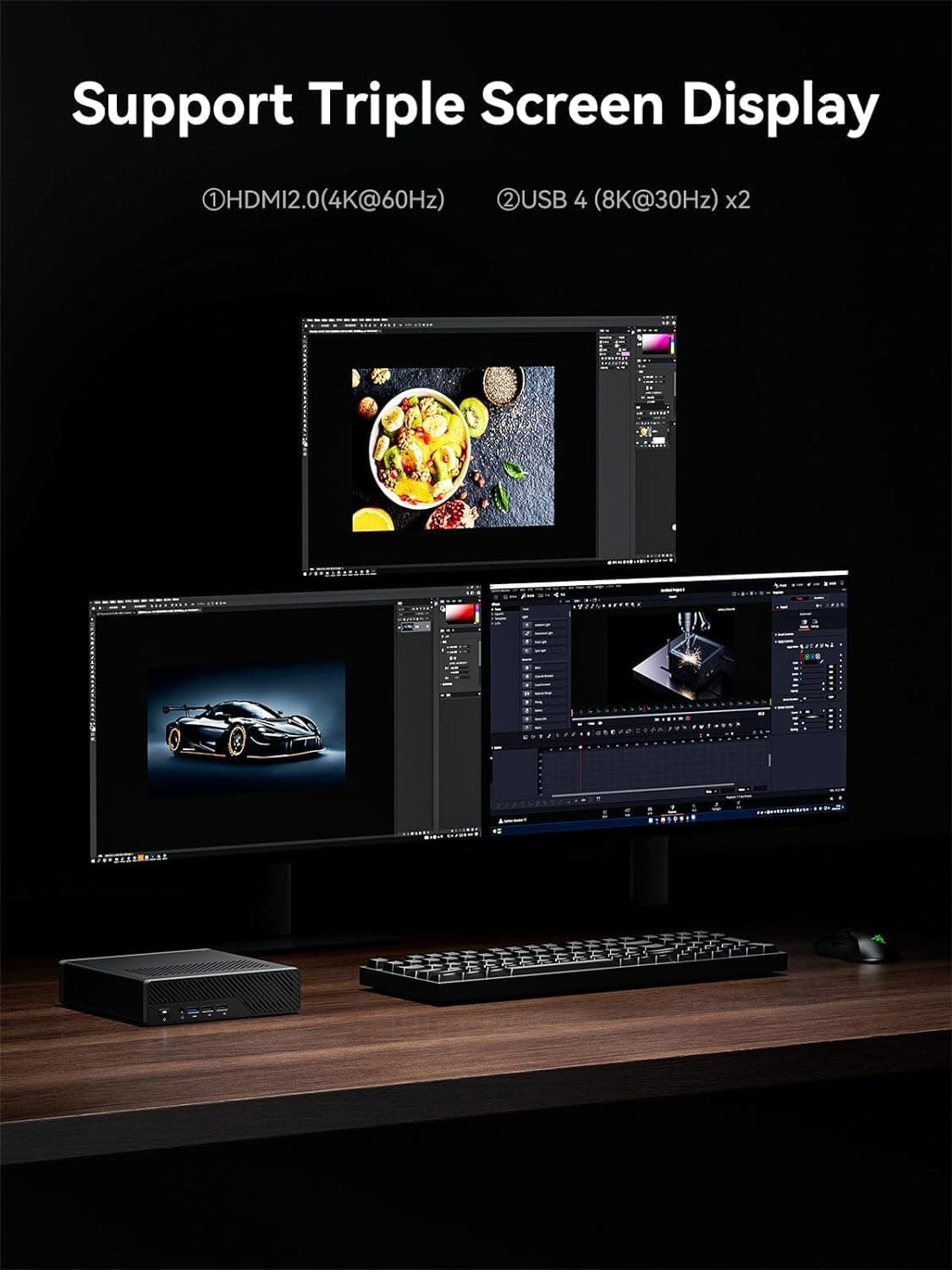 MINIS FORUM MS-01 Mini Workstation Intel Core i5-12600H (vPro Enterprise Support) Mini PC,2X 10Gbps SFP+/2X 2.5G RJ45/2x USB4/HDIM/1x PCIe4.0x16 Slot/Support 3X M.2 2280/22110/U.2 SSD,Pas de RAM/SSD MS-01-S1260 0/0 Bild 5