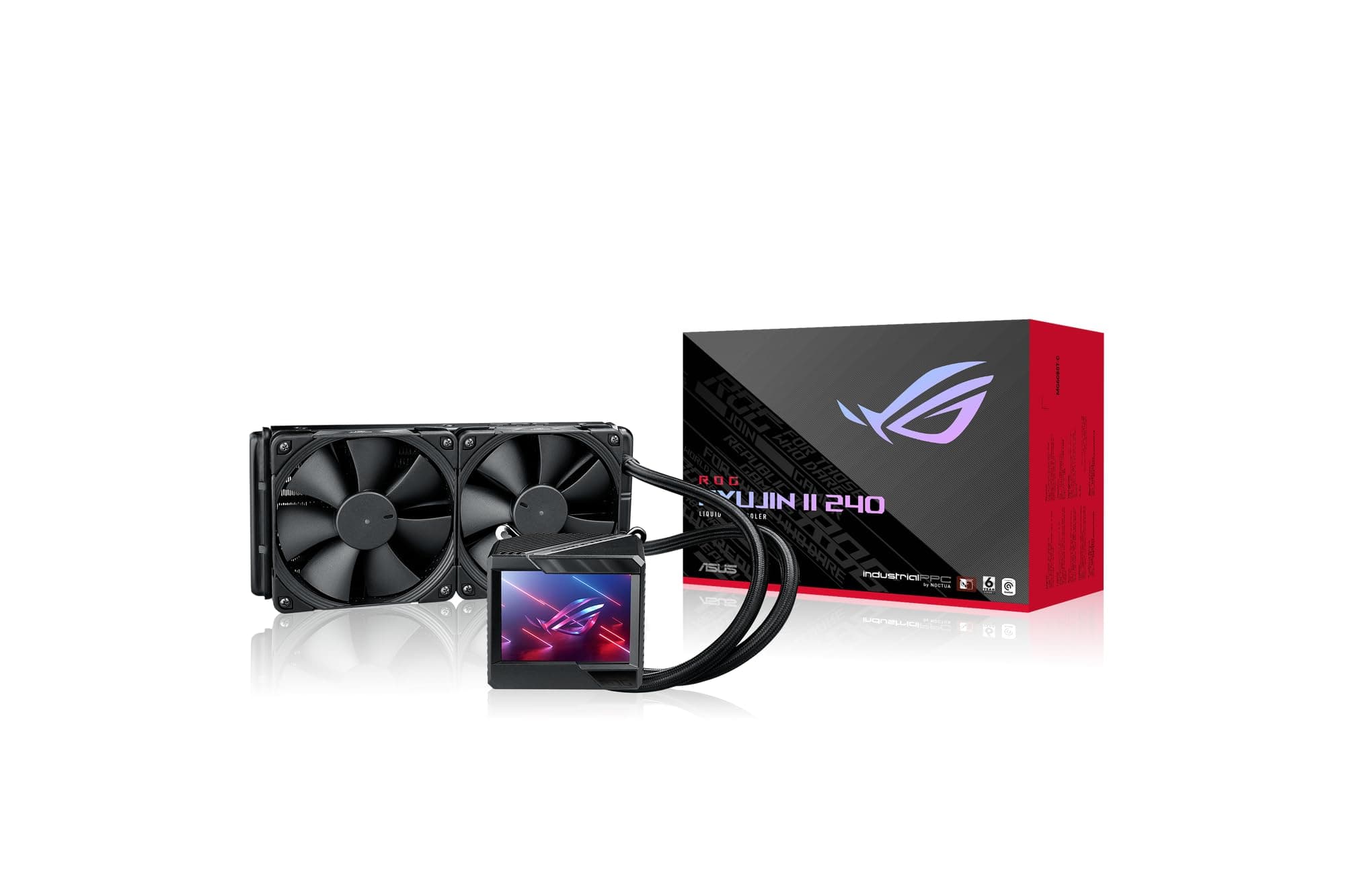 ASUS ROG RYUJIN II 240 All-in-One CPU-Wasserkühlung (3,5-Zoll-LCD, integrierter Pumpenlüfter zur Kühlung von VRM und M.2, 2x Noctua iPPC 2000 PWM 120mm Radiatorlüfter) Bild 2
