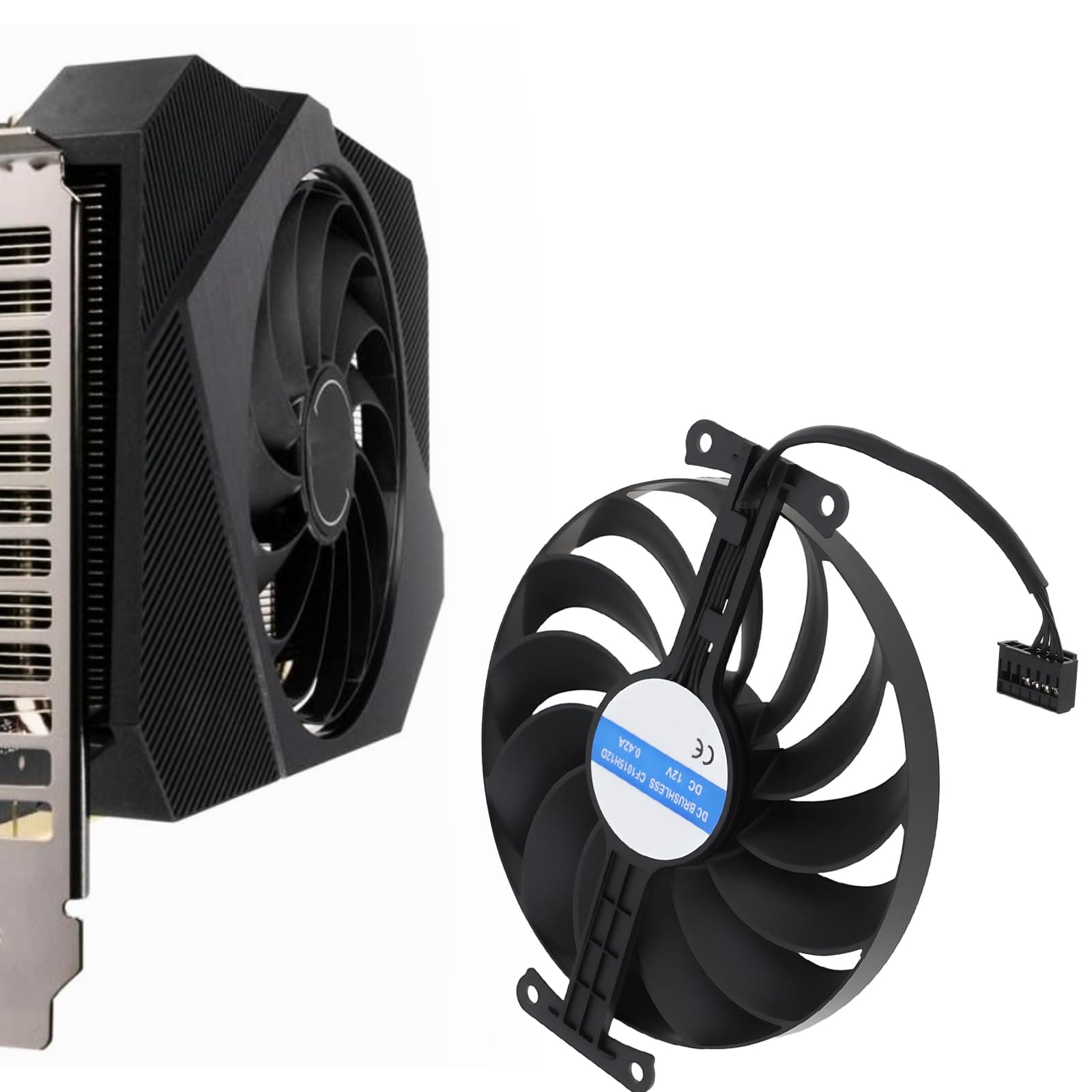 OTOTEC Grafikkartenlüfter, 95 mm, 12 V, 6-polig, kompatibel mit ASUS RTX 3050, kompatibel mit 3060 Phoenix ITX Bild 3