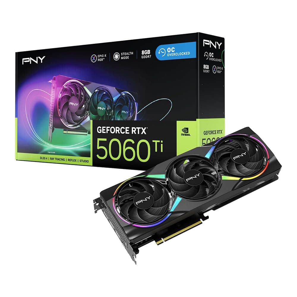 PNY GEFORCE RTX™ 5060 Ti 8GB ARGB Overclocked Triple Fan DLSS 4 VCG5060T8TFXXPB1-O ARGB OC Triple Fan