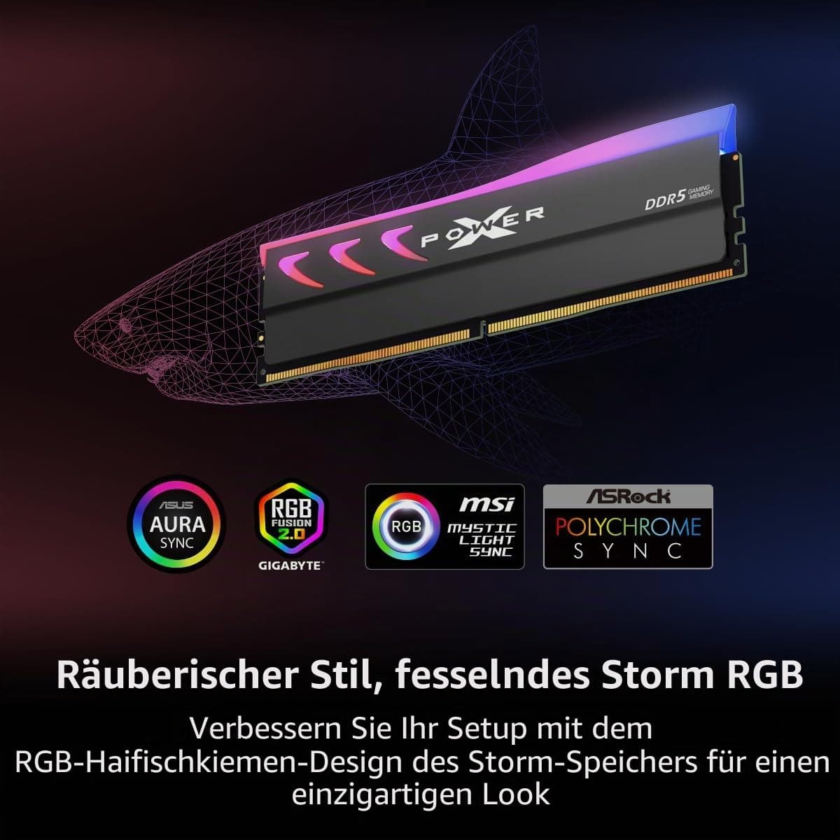 Silicon Power DDR5 32GB (2x16GB) Storm RGB 6000MT/s (PC5-48000) 288-pin CL36 1.35V UDIMM Desktop Arbeitsspeicher RAM SP032GXLWU60FFDL Weiß Bild 7