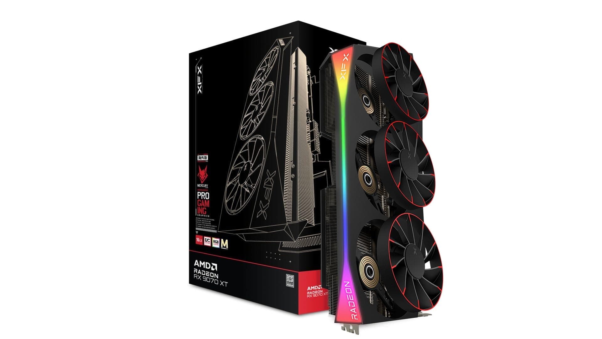 XFX Mercury AMD Radeon RX 9070XT OC Magnetic Air Edition mit RGB 16GB GDDR6 HDMI 3xDP, AMD RDNA™ 4 (RX-97TMARGB9) Bild 2