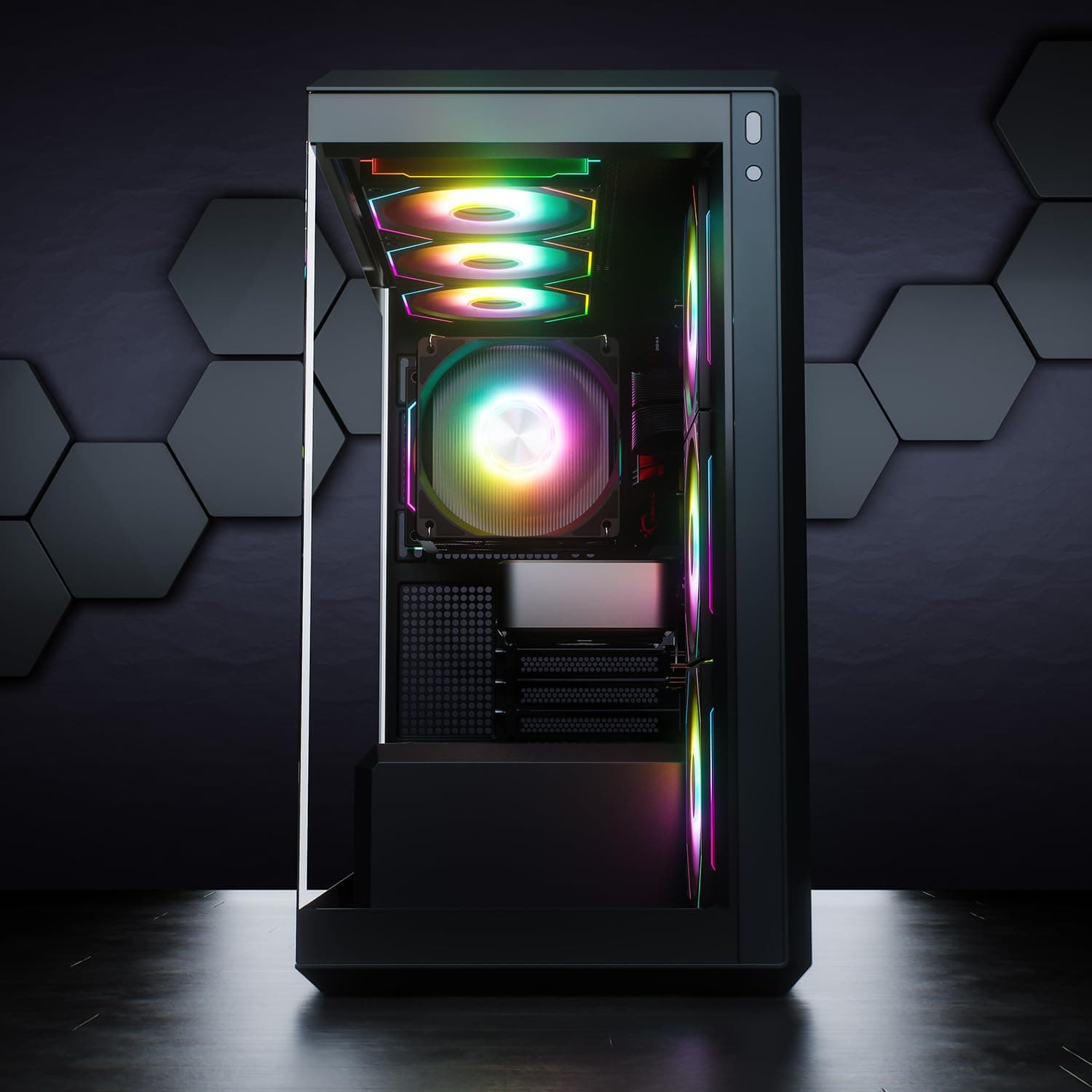 GameMachines Fury - Gaming PC - AMD Ryzen 7 5700X - Radeon RX 9060-1TB SSD - 32GB DDR4 - WLAN - Win 11 Pro Radeon RX 9060 Schwarz Bild 3