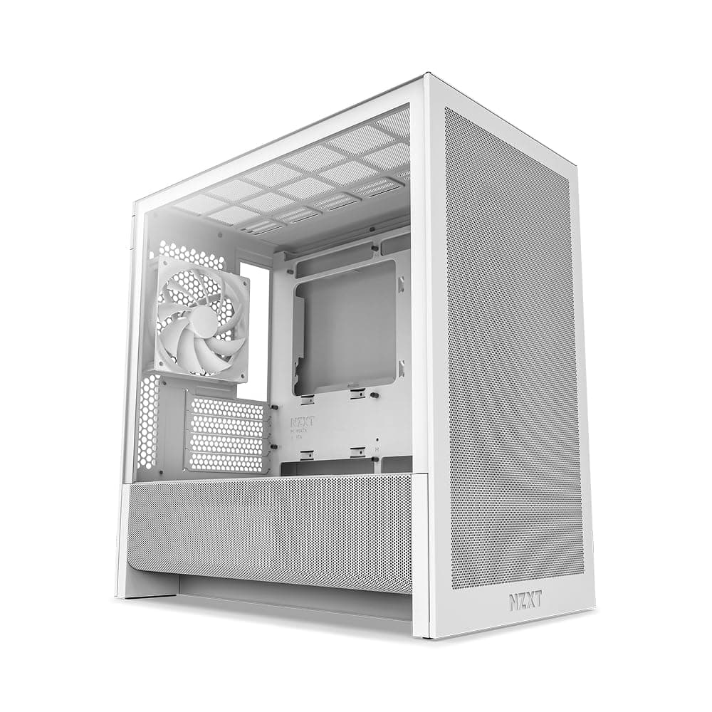 NZXT H3 Flow – Micro-ATX PC-Gehäuse – Optimierter Luftstrom – Inklusive 1 x 120mm Lüfter hinten – Unterstützt Full-Size-GPUs – Passend für 280mm Front, 240mm Top Radiator – Weiß Weiß Flow