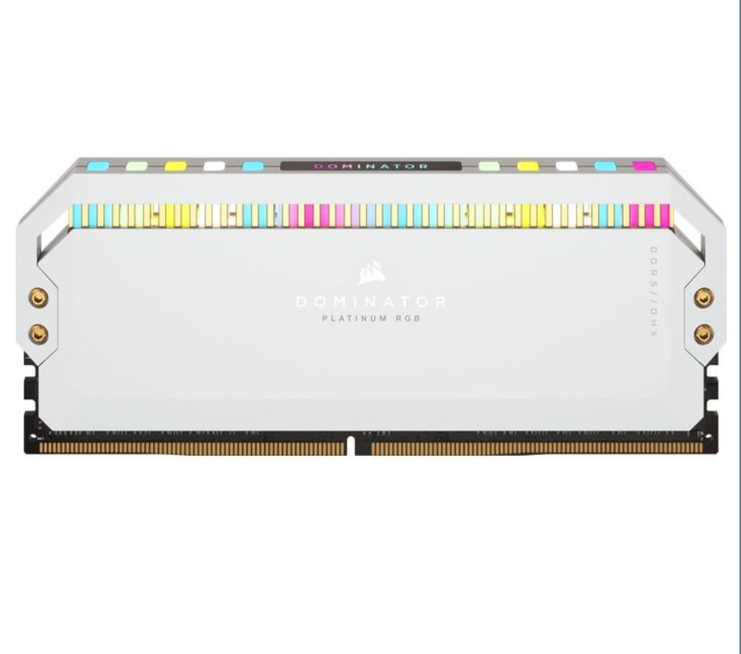 CORSAIR Dominator Platinum RGB DDR5 RAM 64GB (2x32GB) Bis zu 5200MHz CL40-40-40-77 1.25V Intel XMP 3.0 Desktop-Arbeitsspeicher – Weiß (CMT64GX5M2B5200C40W)