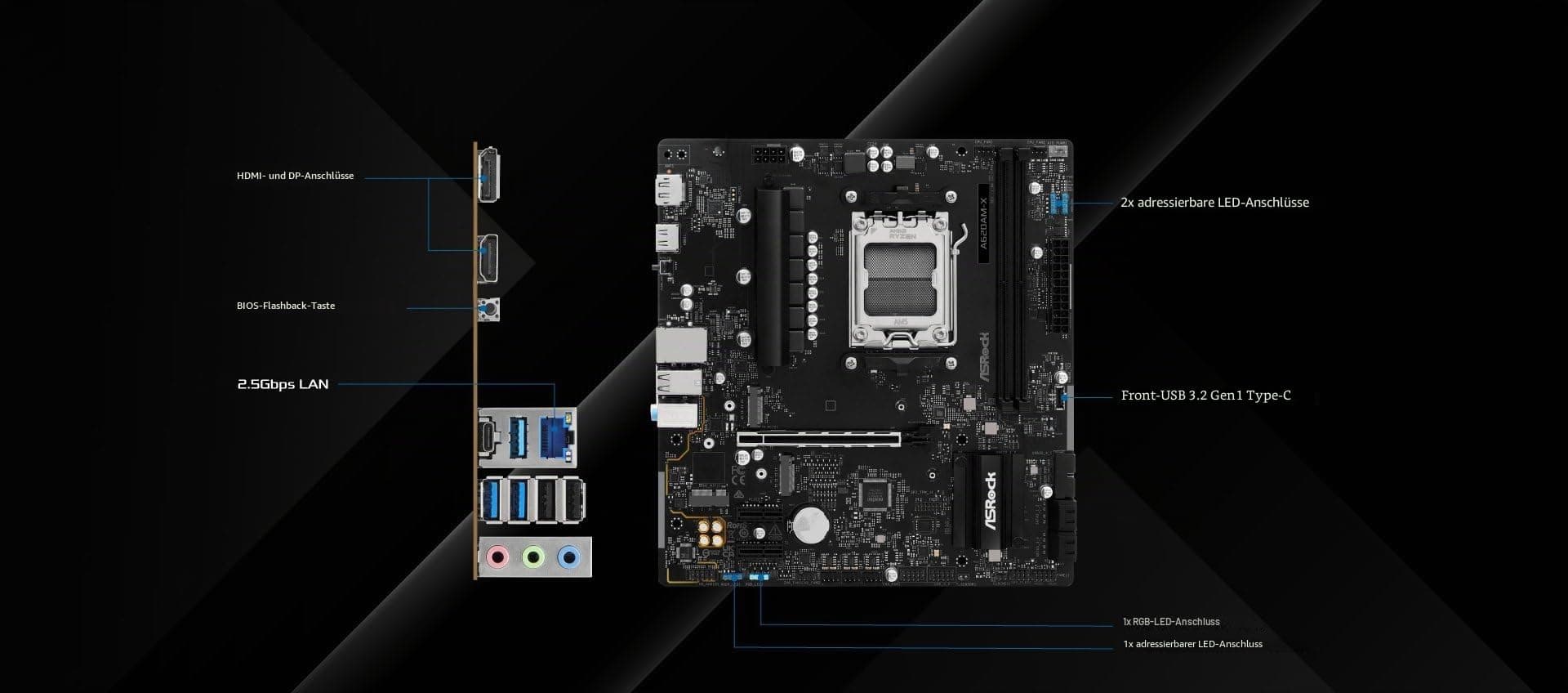 ASRock A620AM-X Micro-ATX Motherboard AMD AM5 Sockel unterstützt Ryzen 9000/8000/7000 DDR5 8000+ OC PCIe 4.0 2.5G LAN BIOS Flashback Bild 5