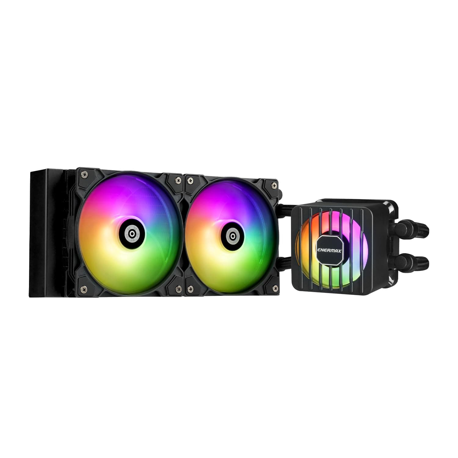 ENERMAX LIQMAXFLO 240mm CPU AIO Liquid Cooler (LGA 1700, 1200, AM5, AM4) - Xtreme Dual Chamber Pumpe- ARGB VRM Wasserblocklüfter- 380W+ TDP (2x 120 PWM ARGB Silent Flow Fan); ELC-LMF240T-ARGB, schwarz