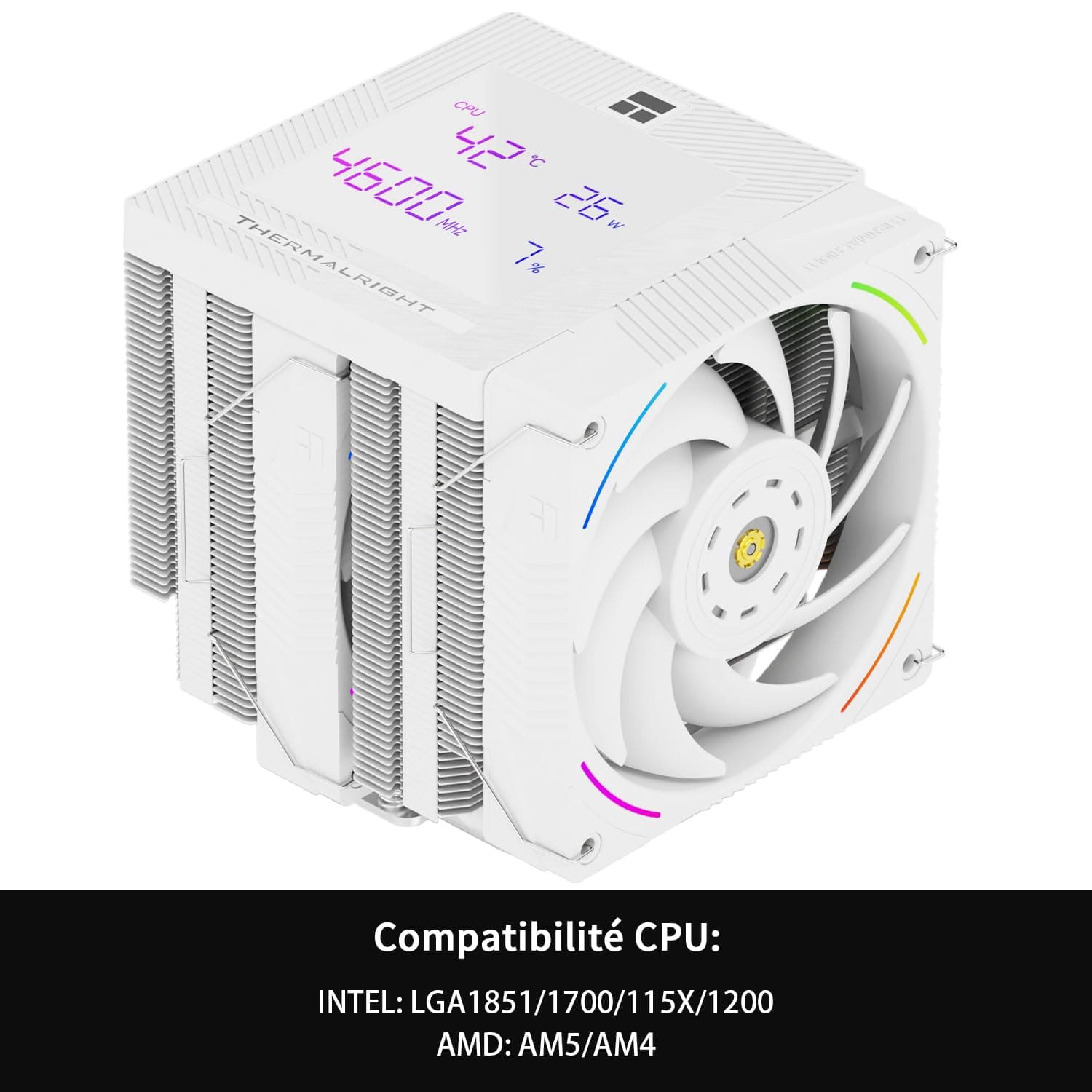 TR -Phantom Spirit 120 Digital SNOW CPU Air Cooler, 7 Heat Tubes CPU Cooler, Dual 120mm PWM Lüfter, Unterstützung für AM4 / AM5 / Intel lga1700/1150/1151/1200/1851 PS120 D SNOW Bild 5