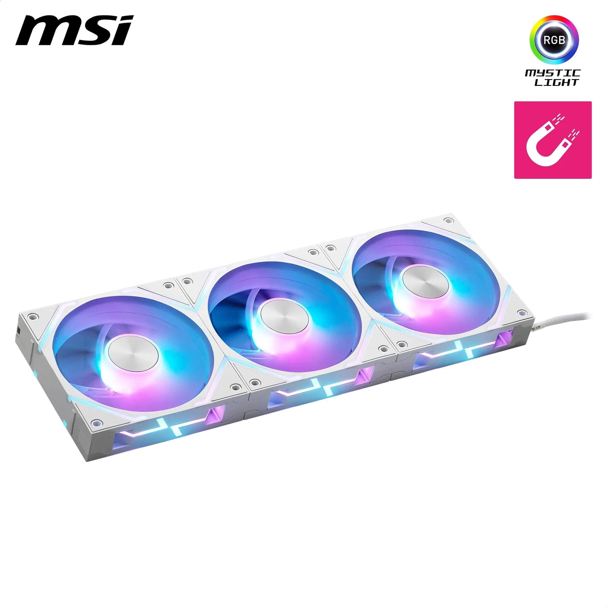 MSI MPG EZ120 ARGB WHITE Lüfter - 120 mm ARGB-Lüfter, fluiddynamisches Lager mit zusätzlicher Mutterbefestigung, Mystic Light & Cooling Wizard Unterstützung mit MSI Mainboards Bild 3