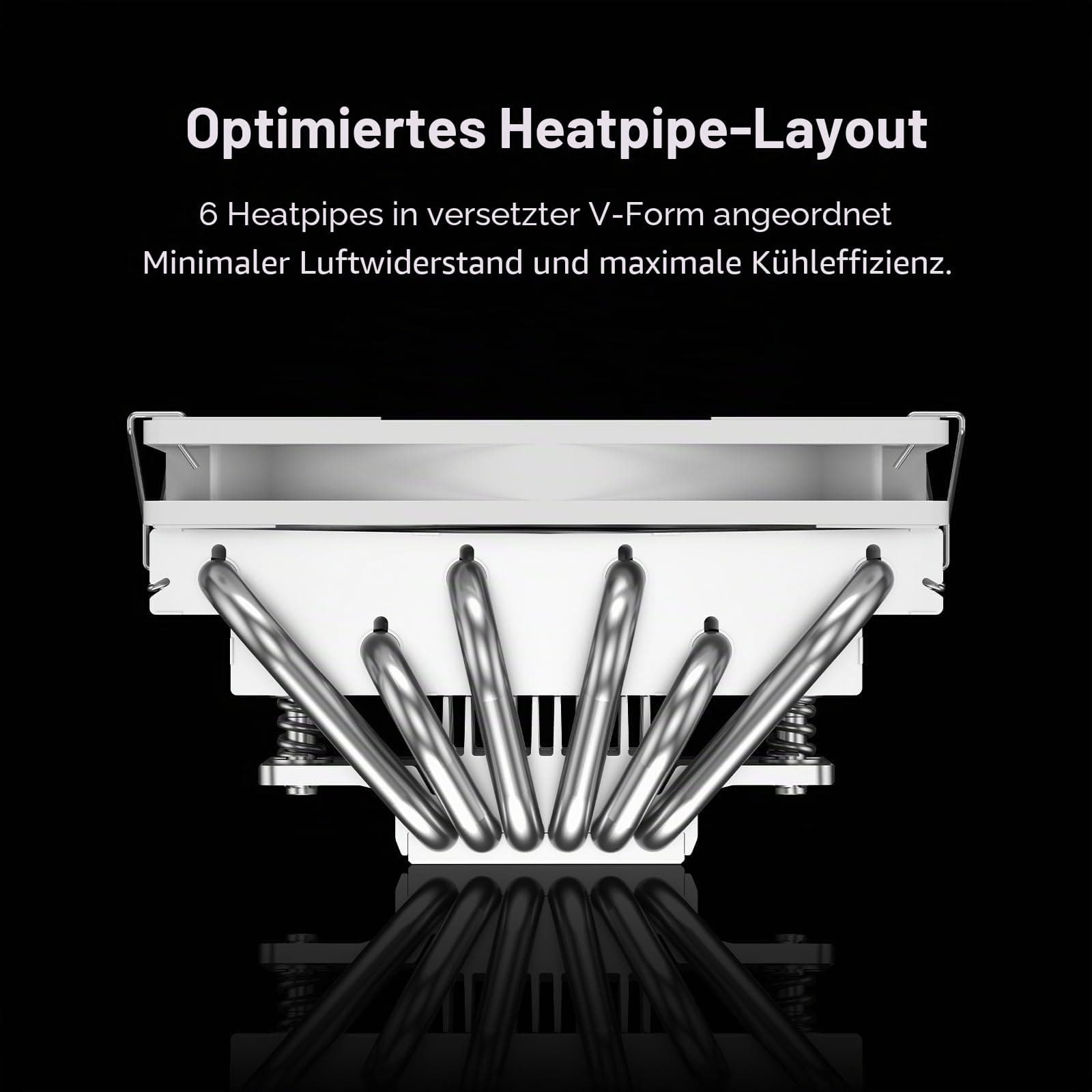CPS RC600-67 BK 67 mm Höhe Low-Profile-CPU-Kühler, 6 Heatpipes CPU-Luftkühler mit 120 * 15 mm Slim-Lüfter für ITX, Small-Form-Factor-Builds, unterstützt Intel LGA 115X/1200/1700/1851, AMD AM4/AM5 Bild 7