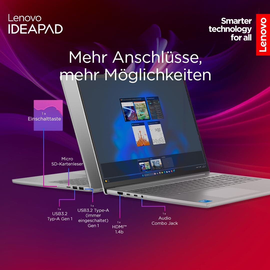 Lenovo IdeaPad Slim 5i Laptop | 14" OLED WUXGA Display | Intel Core i7-13620H | 16GB RAM | 512GB SSD | Intel UHD Grafik | Windows 11 Home | QWERTZ | Luna Grau | 3 Monate Premium Care Bild 7