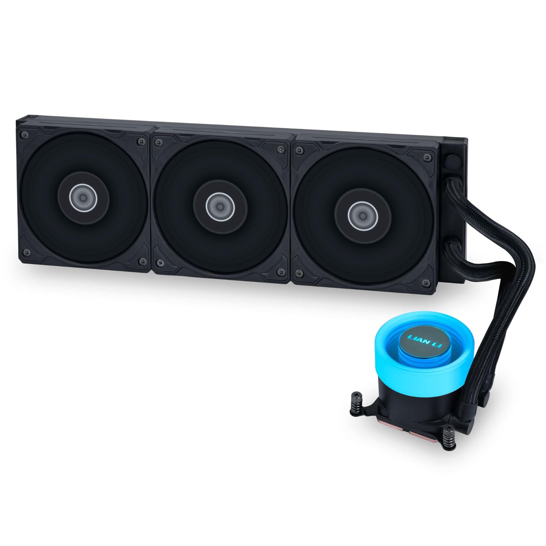 Lian Li GA II Lite 360 Performance AiO-Wasserkühlung mit Unendlichkeitsspiegel, 3x PWM-Lüfter, 360-mm-Radiator, drehbares Logo, schwarz