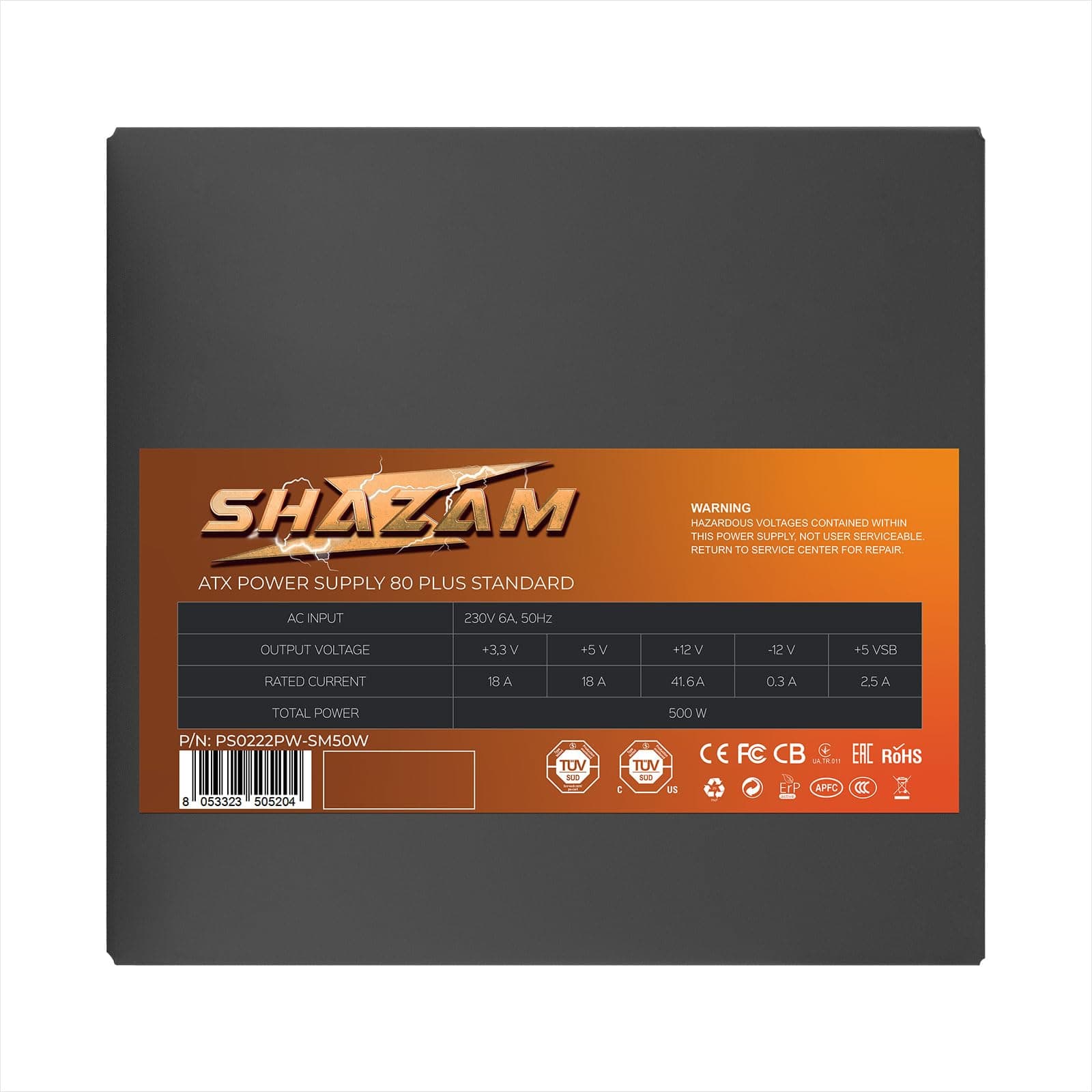Noua Shazam 500 W ATX-Netzteil für PC 500 Watt 80+ White, DC zu DC, leiser Lüfter 120 mm, aktiver PFC Bild 5