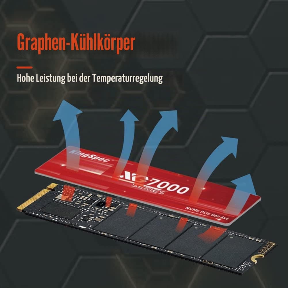 KingSpec XG7000 2TB SSD NVMe M.2, 2280 SSD PCIe 4.0 Gen 4x4, Unglaubliche Lese-/Schreibgeschwindigkeit bis zu 7400/6600 MB/s, Interne M2 PCIe SSD Kompatibel mit Gaming Konsole/Desktop/Gaming Laptop Bild 6