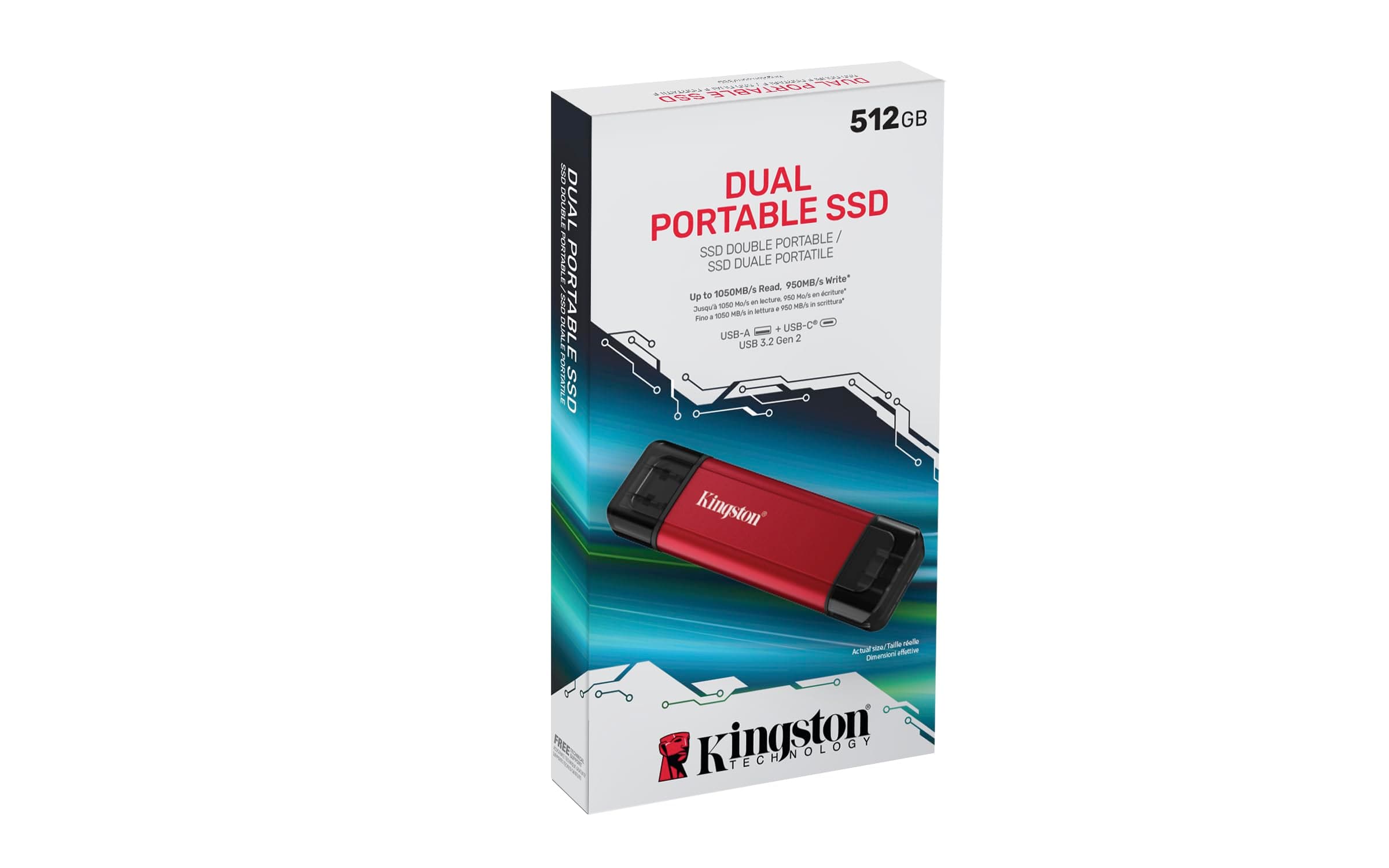 Kingston Tragbare duale SSD 512GB mit Dual USB-A/C bis zu 1050MB/s USB 3.2 Gen 2 – SPSD/512GB Bild 8