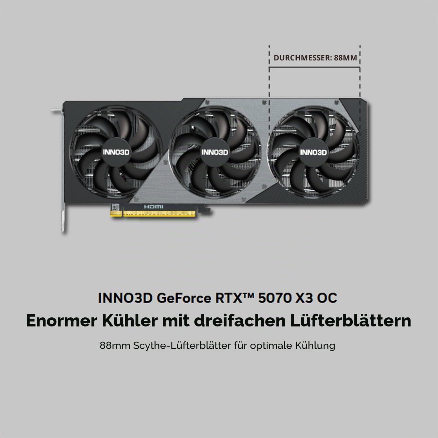 INNO3D NVIDIA GeForce RTX 5070 X3 OC 12GB GDDR7 Gaming Graphics Card (Triple Fan, 2 Slot, Reflex 2 RTX AI DLSS4) Bild 5