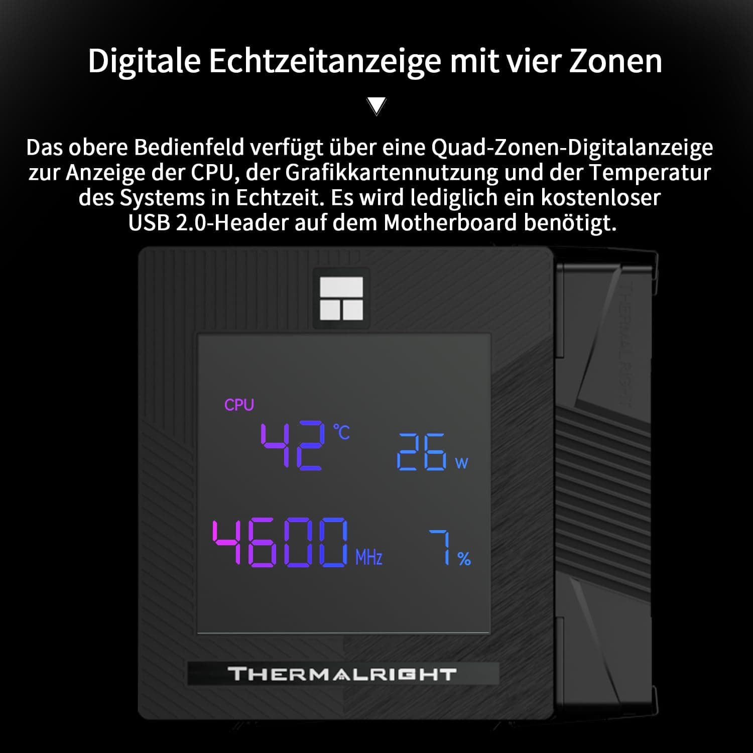 Thermalright Phantom Spirit 120 Digital EVO CPU Luftkühler,7 Heatpipes CPU Kühler,Dual 120mm PWM Lüfter, Digital Screen Top Cover, für AM4/AM5/Intel LGA1700/1851/1150/1151/1200, PC Kühlung Bild 5